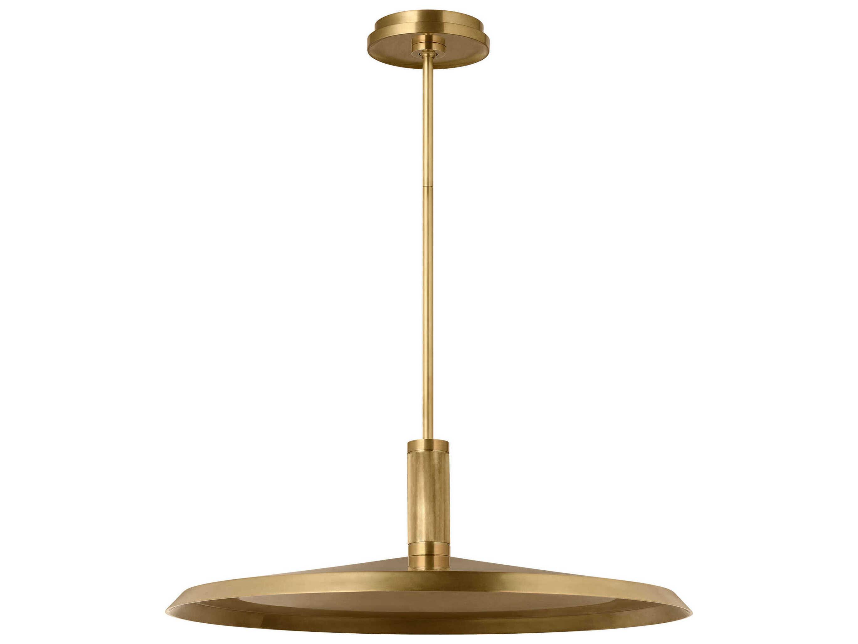 Visual Comfort Modern Saucer 1-Light Hand Rubbed Antique Brass Round Pendant