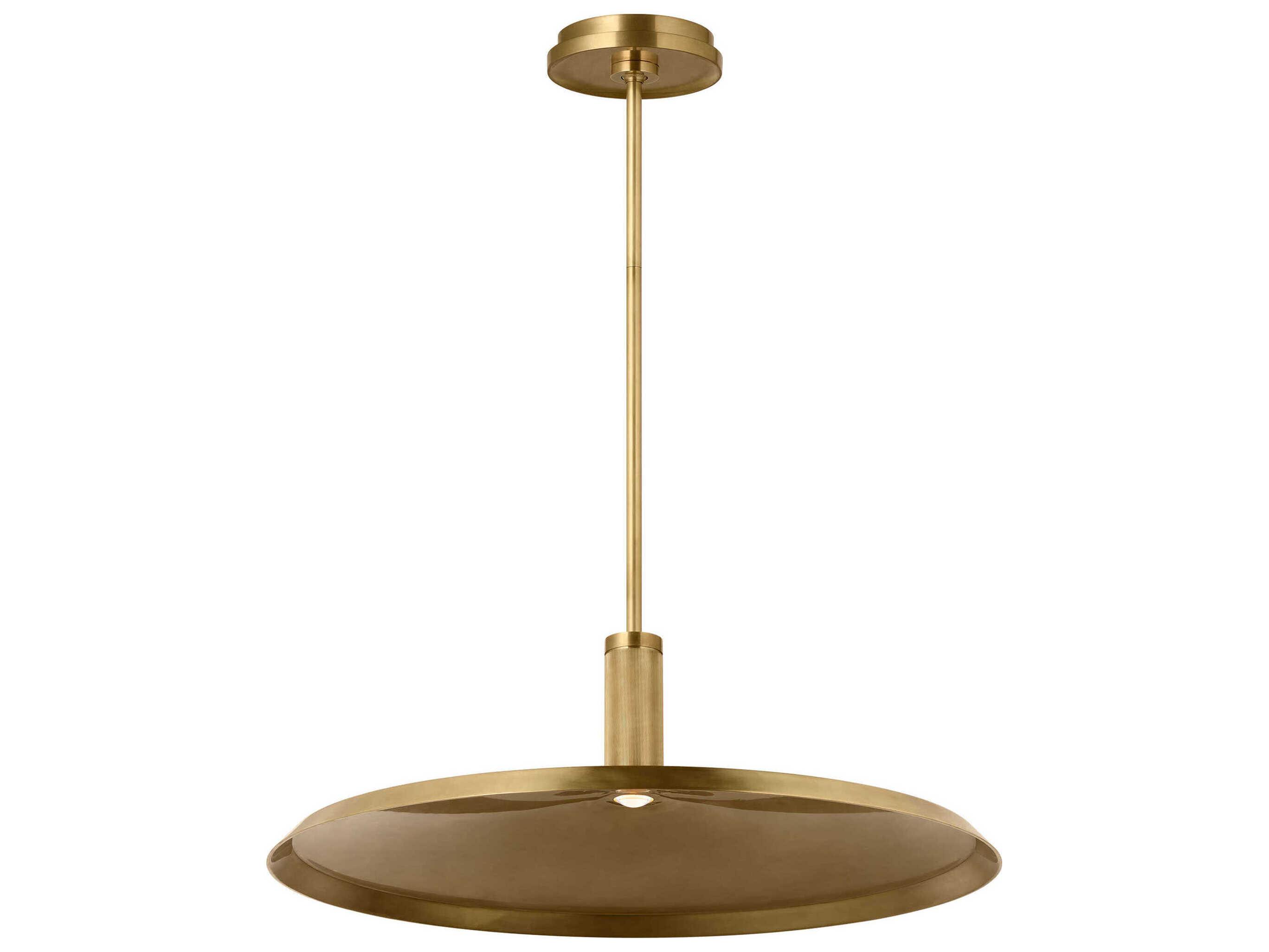 Visual Comfort Modern Saucer 1-Light Hand Rubbed Antique Brass Round Pendant
