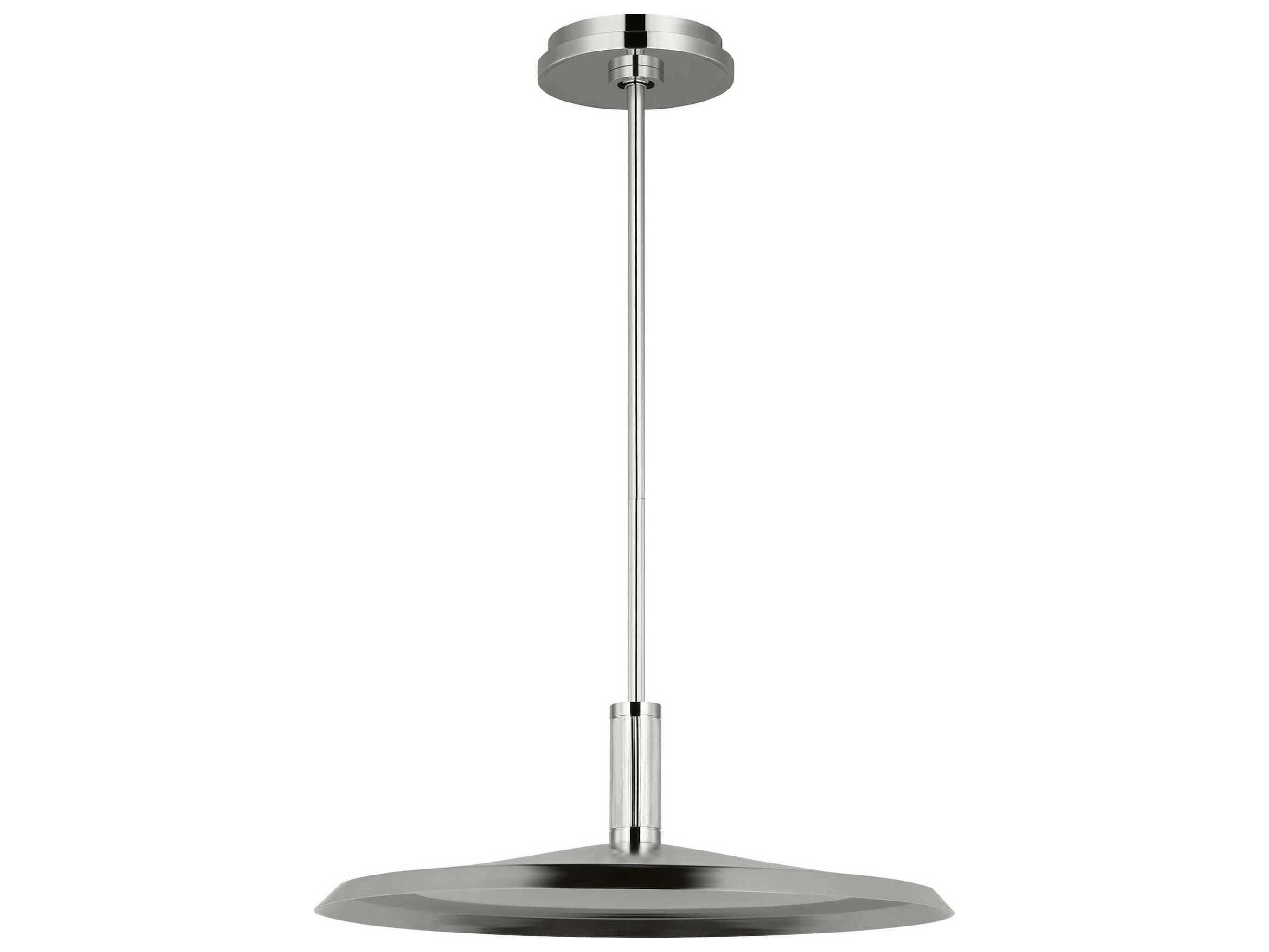 Visual Comfort Modern Saucer 1-Light Polished Nickel Round Pendant