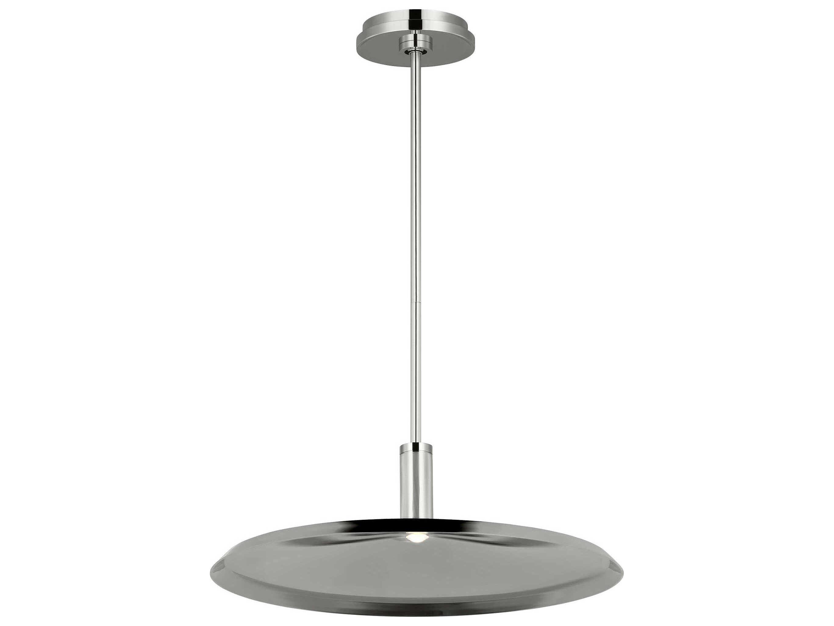 Visual Comfort Modern Saucer 1-Light Polished Nickel Round Pendant