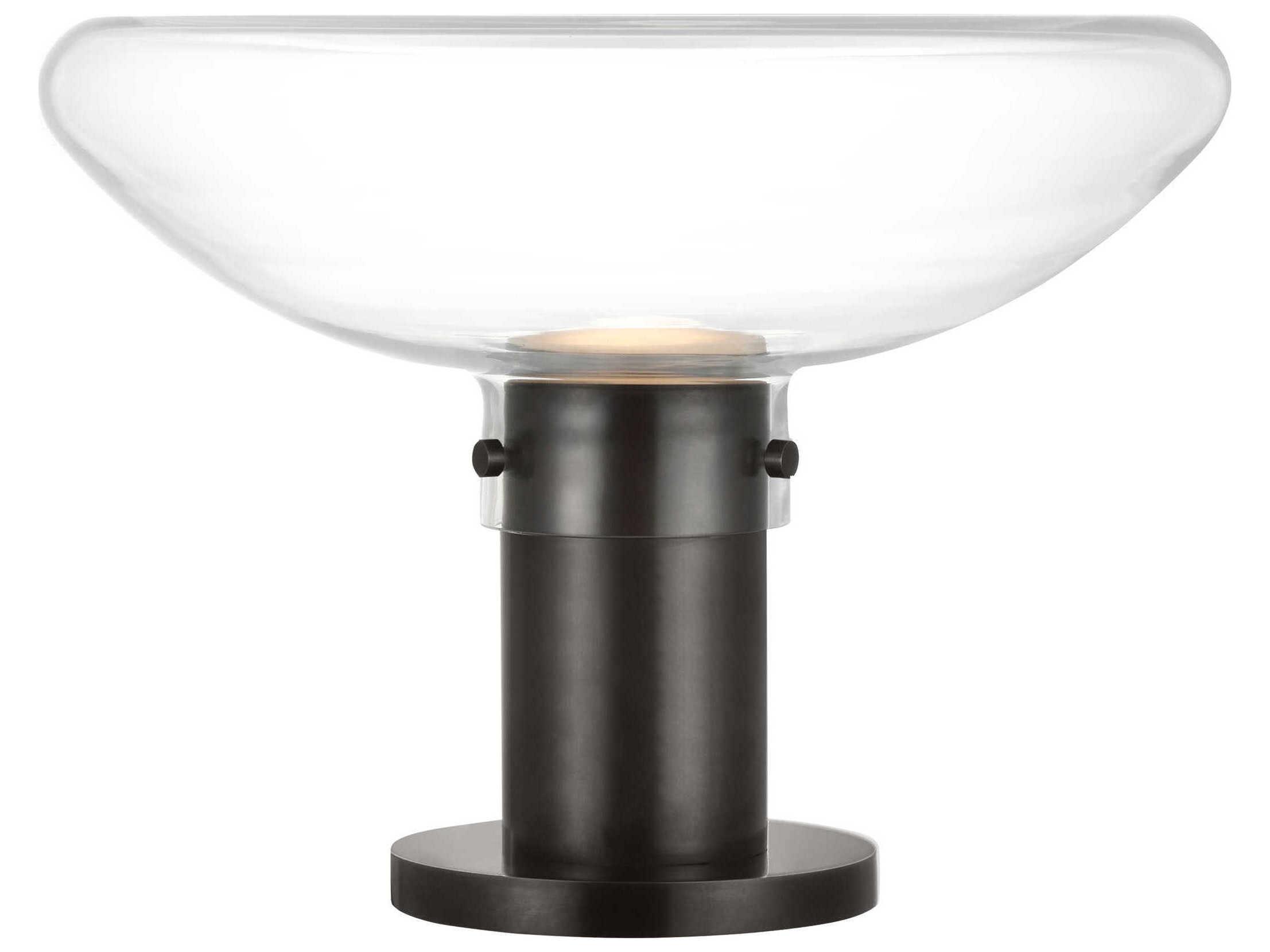 Visual Comfort Modern Morgan Burnished Bronze Clear Etched Glass Table Lamp