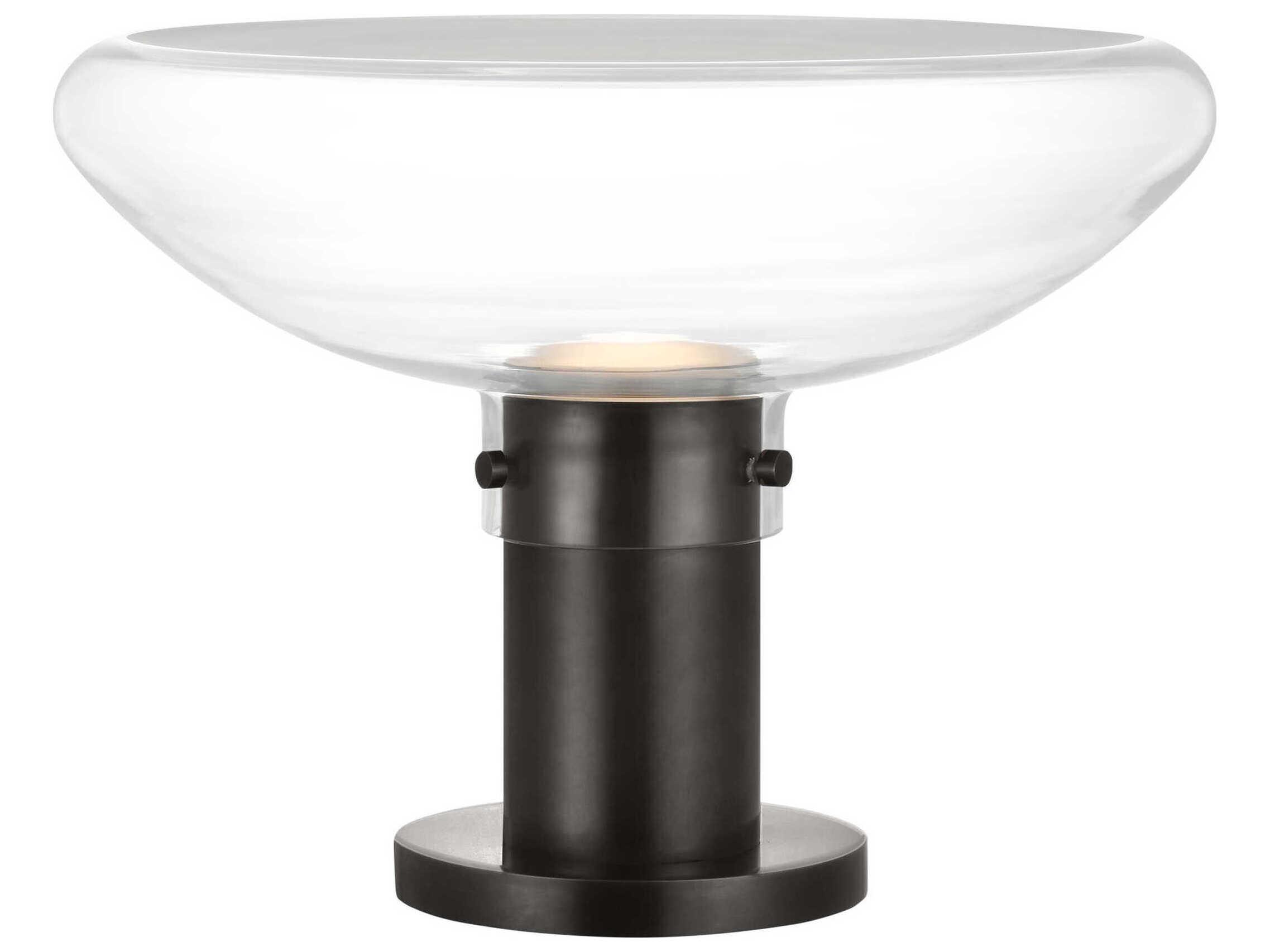 Visual Comfort Modern Morgan Burnished Bronze Clear Etched Glass Table Lamp