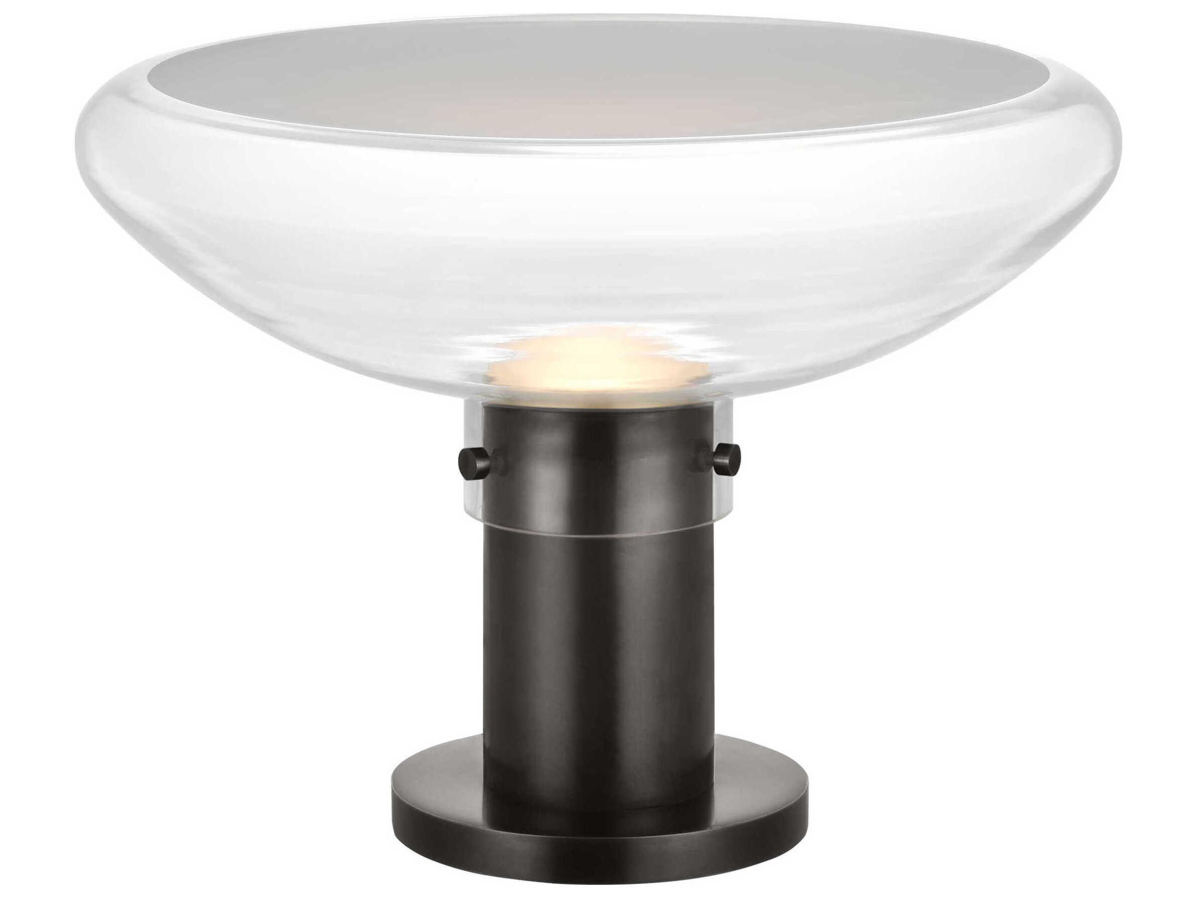 Visual Comfort Modern Morgan Burnished Bronze Clear Etched Glass Table Lamp