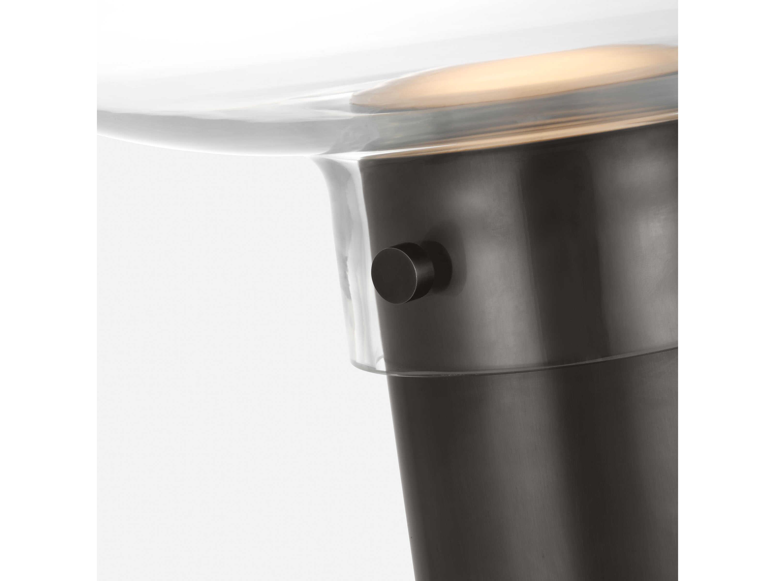 Visual Comfort Modern Morgan Burnished Bronze Clear Etched Glass Table Lamp