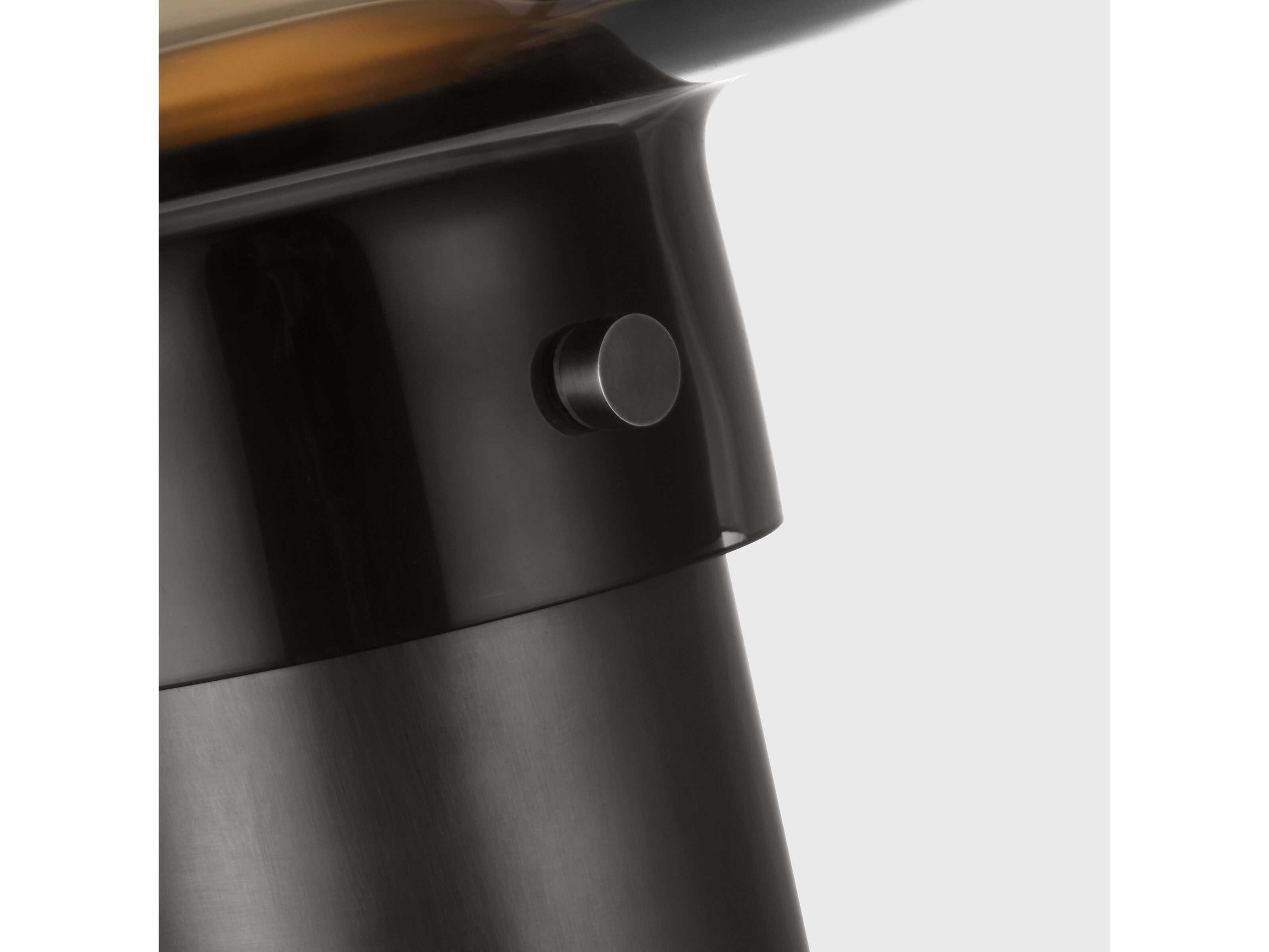 Visual Comfort Modern Morgan Burnished Bronze Smoke Etched Glass Table Lamp