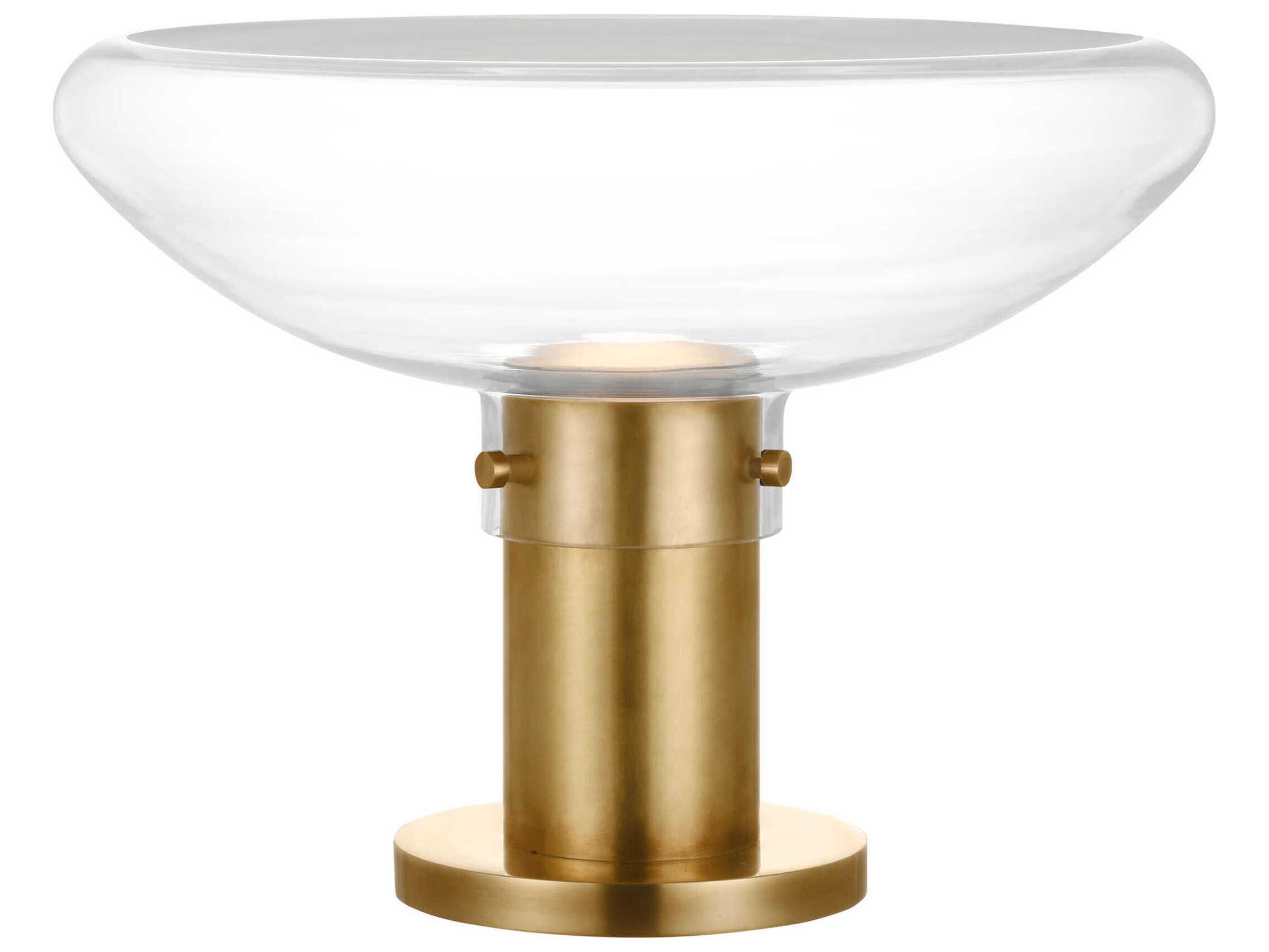 Visual Comfort Modern Morgan Clear Etched Glass Brass Table Lamp