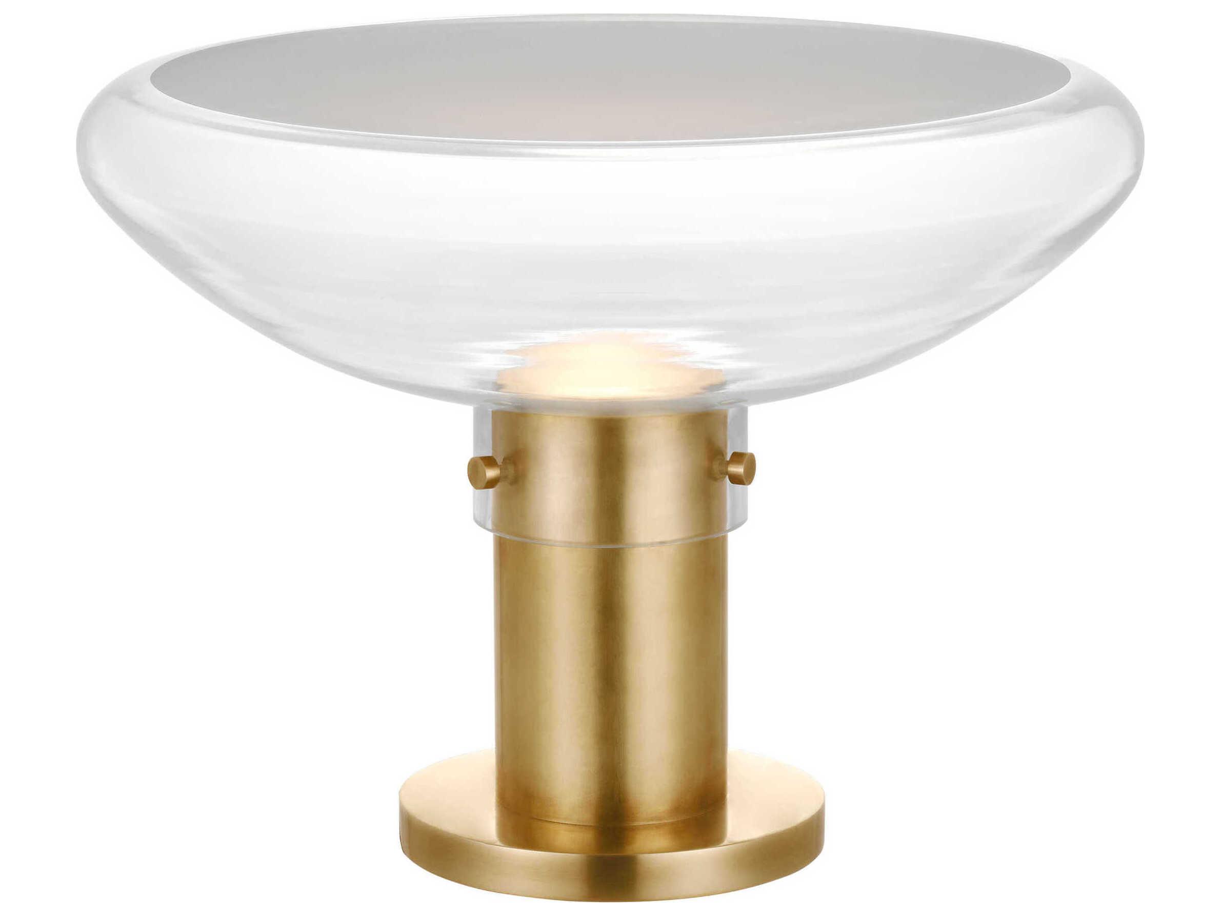 Visual Comfort Modern Morgan Clear Etched Glass Brass Table Lamp