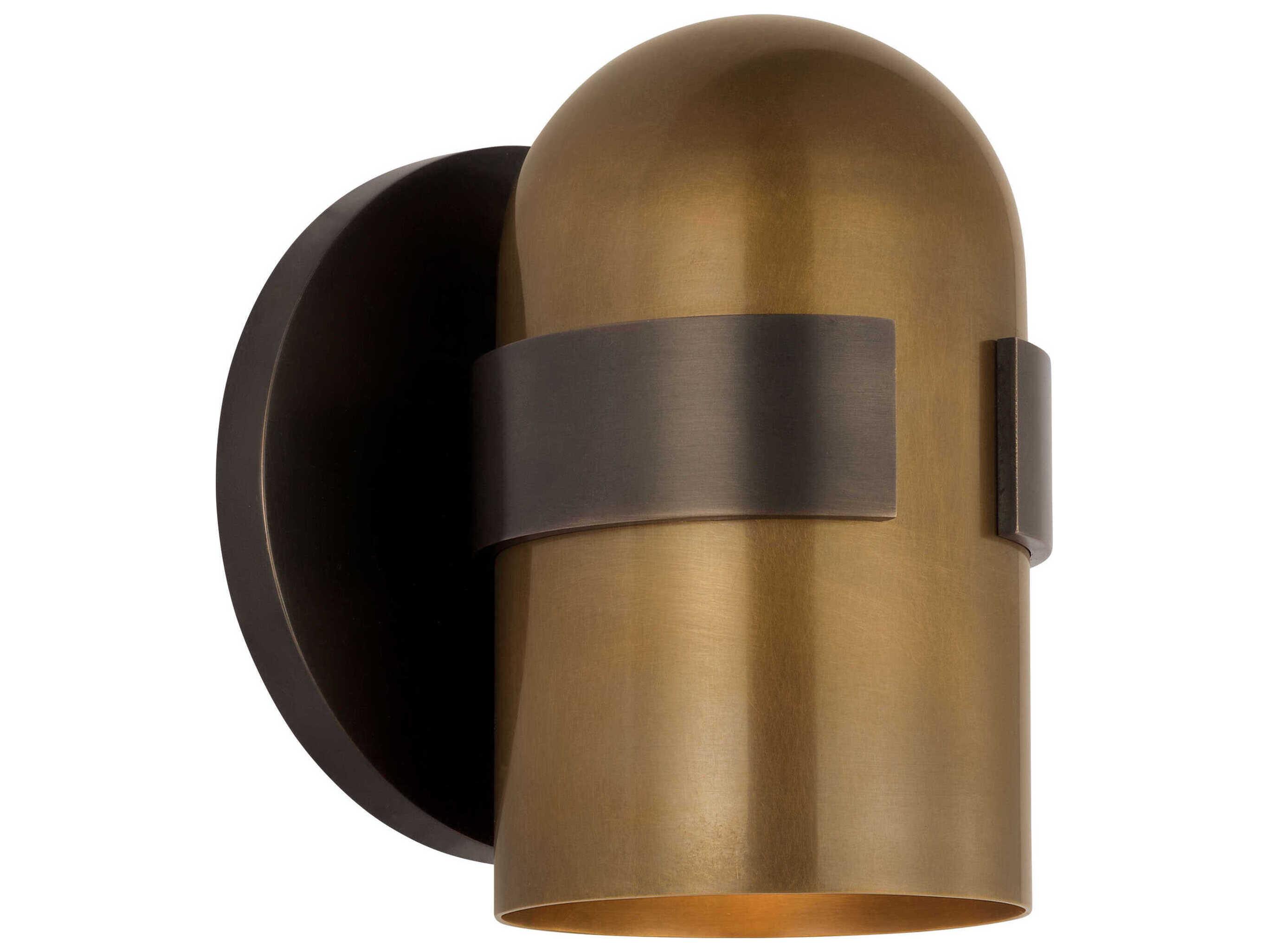 Visual Comfort Modern Octavia 1-Light Blackened Bronze Bright Worn Brass Wall Sconce