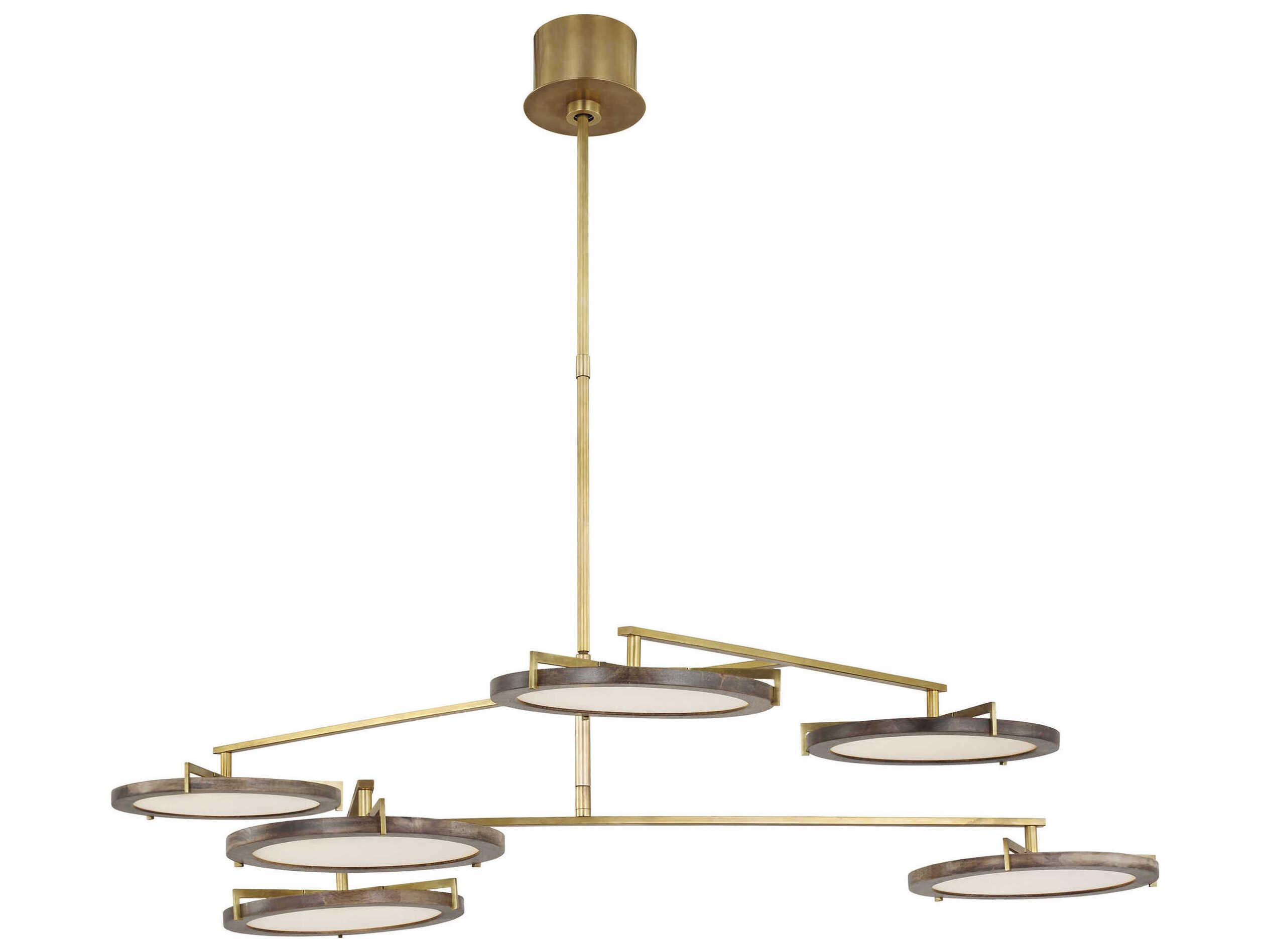 Visual Comfort Modern Shuffle 6-Light Natural Brass Round Chandelier