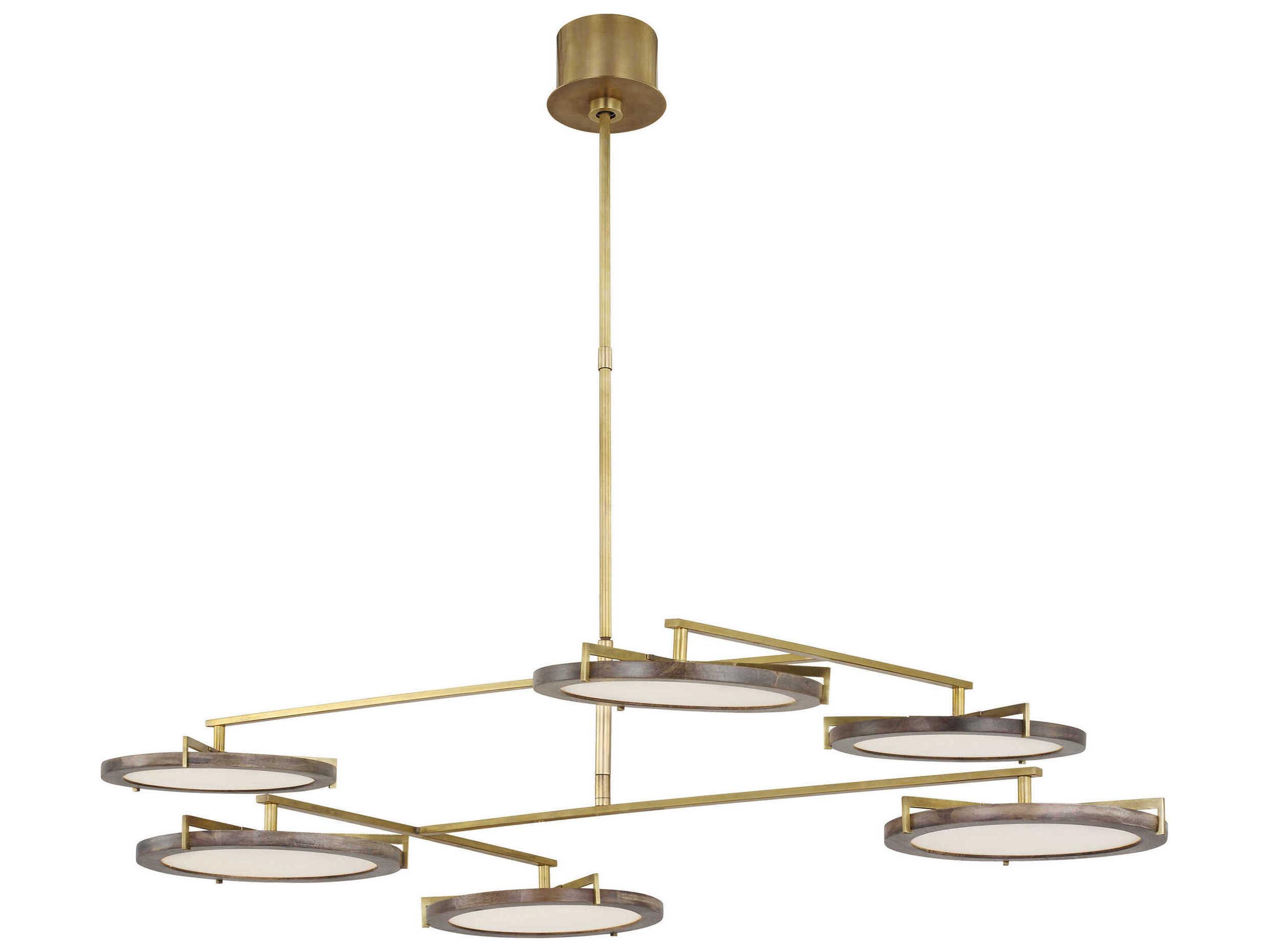 Visual Comfort Modern Shuffle 6-Light Natural Brass Round Chandelier
