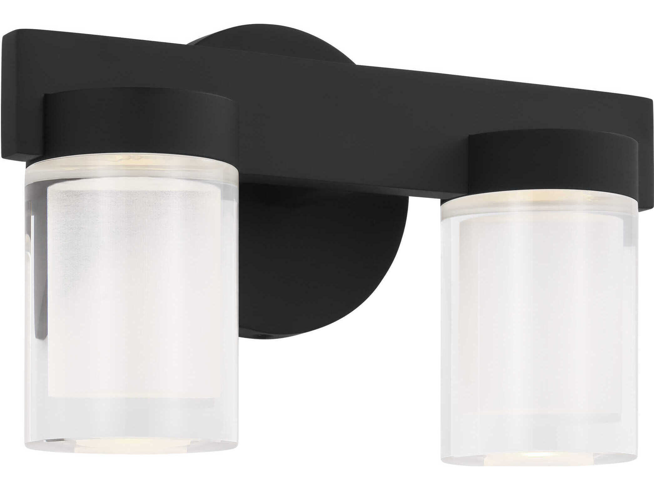 Visual Comfort Modern Esfera 2-Light Nightshade Black Vanity Light