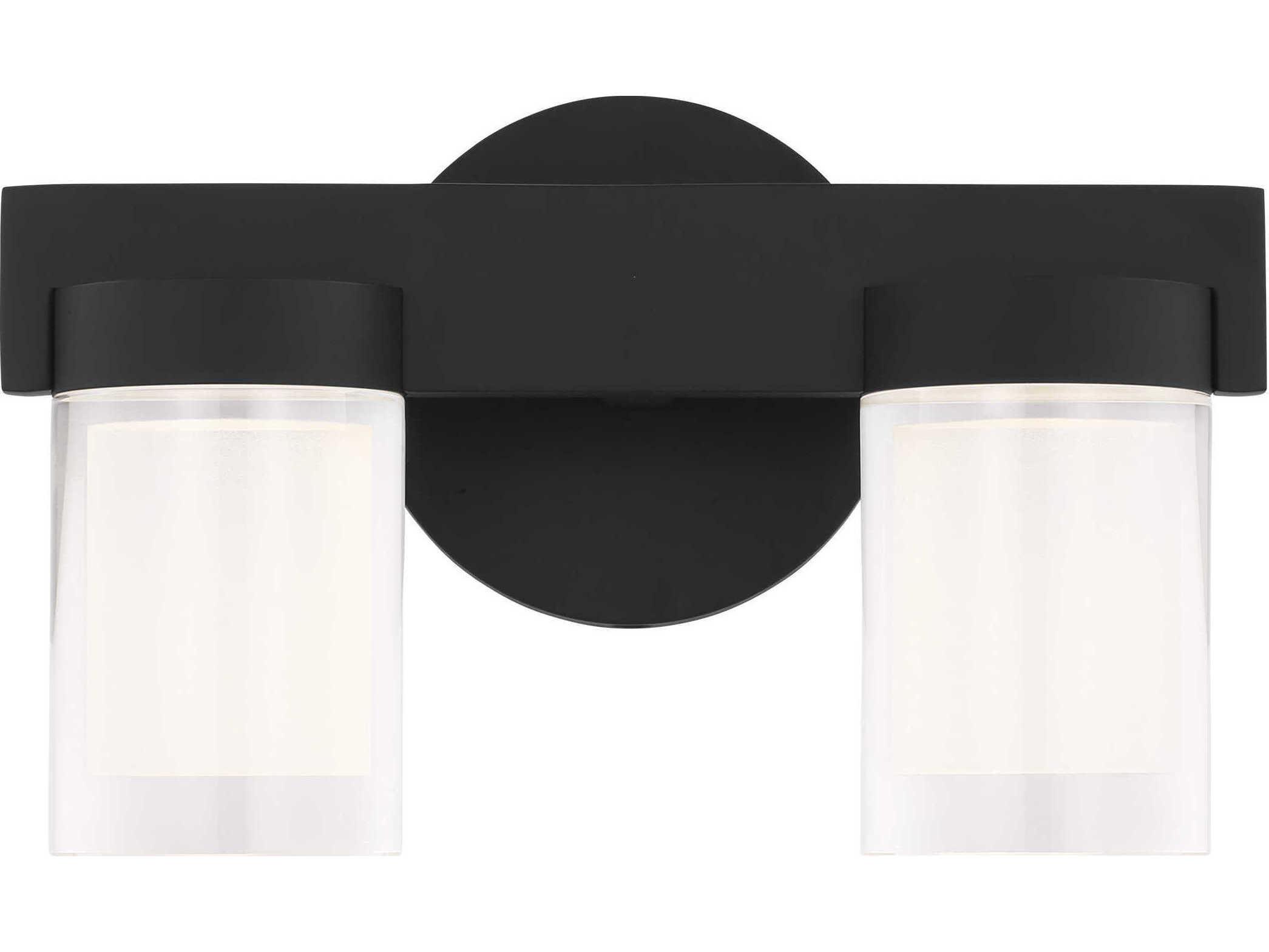 Visual Comfort Modern Esfera 2-Light Nightshade Black Vanity Light