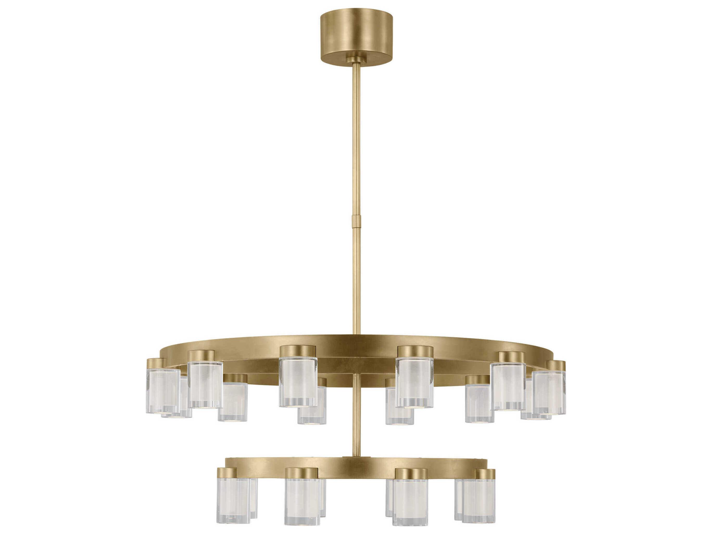 Visual Comfort Modern Esfera 20-Light Natural Brass Tiered Chandelier
