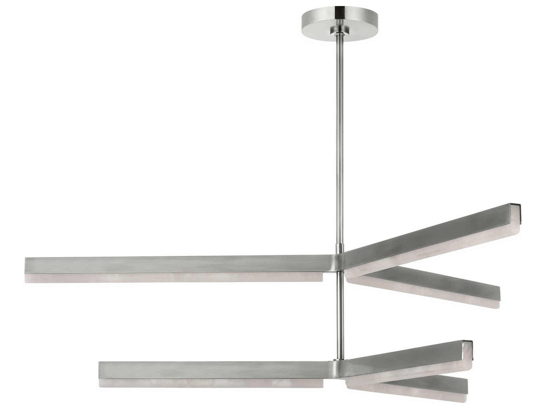 Visual Comfort Modern Linea 6-Light Antique Nickel Geometric Tiered Chandelier