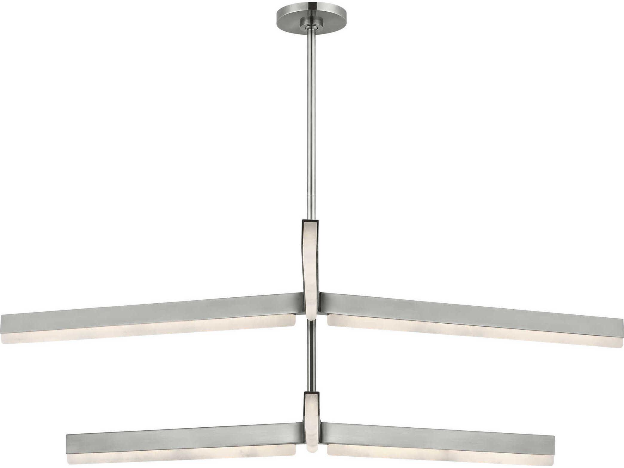 Visual Comfort Modern Linea 6-Light Antique Nickel Geometric Tiered Chandelier