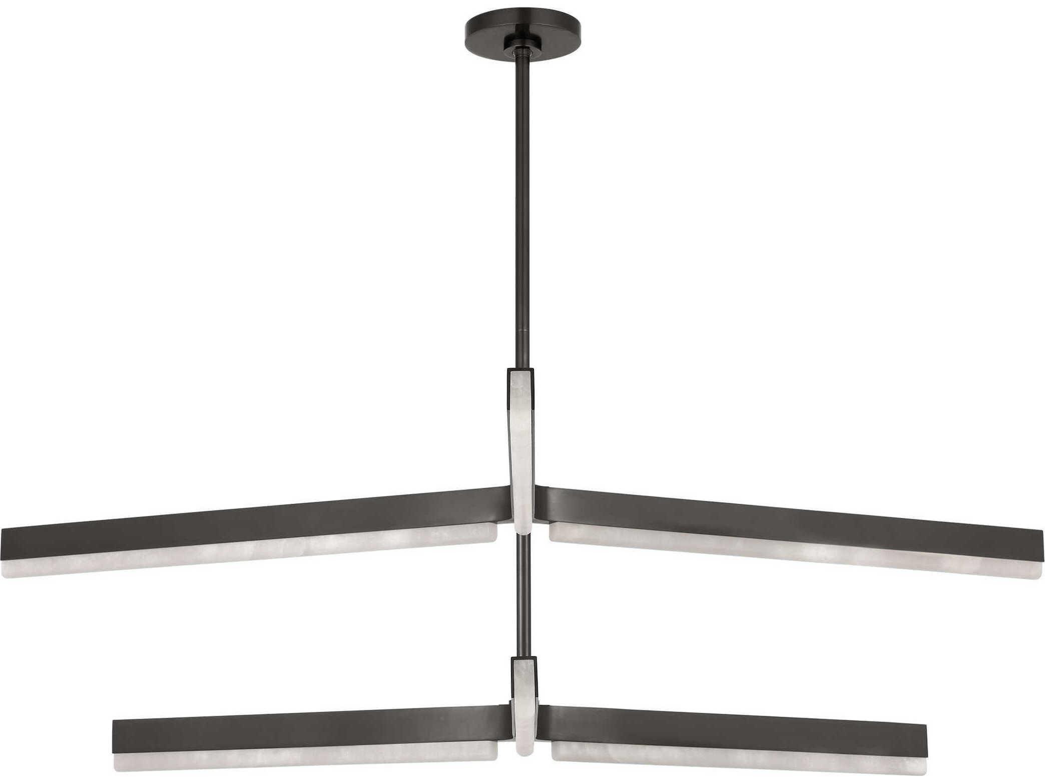 Visual Comfort Modern Linea 6-Light Bronze Geometric Tiered Chandelier