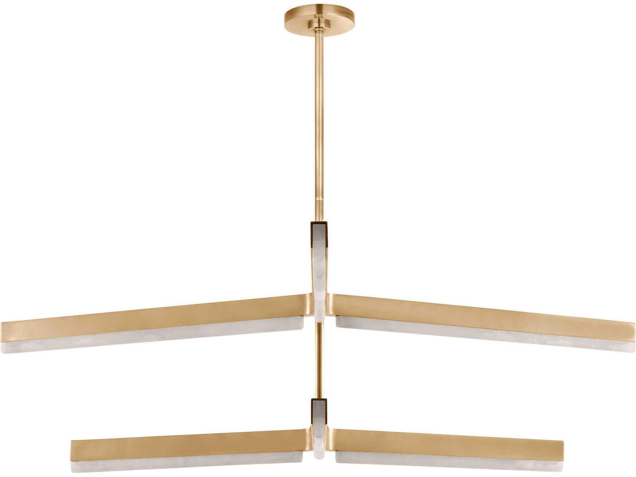 Visual Comfort Modern Linea 6-Light Hand Rubbed Antique Brass Geometric Tiered Chandelier