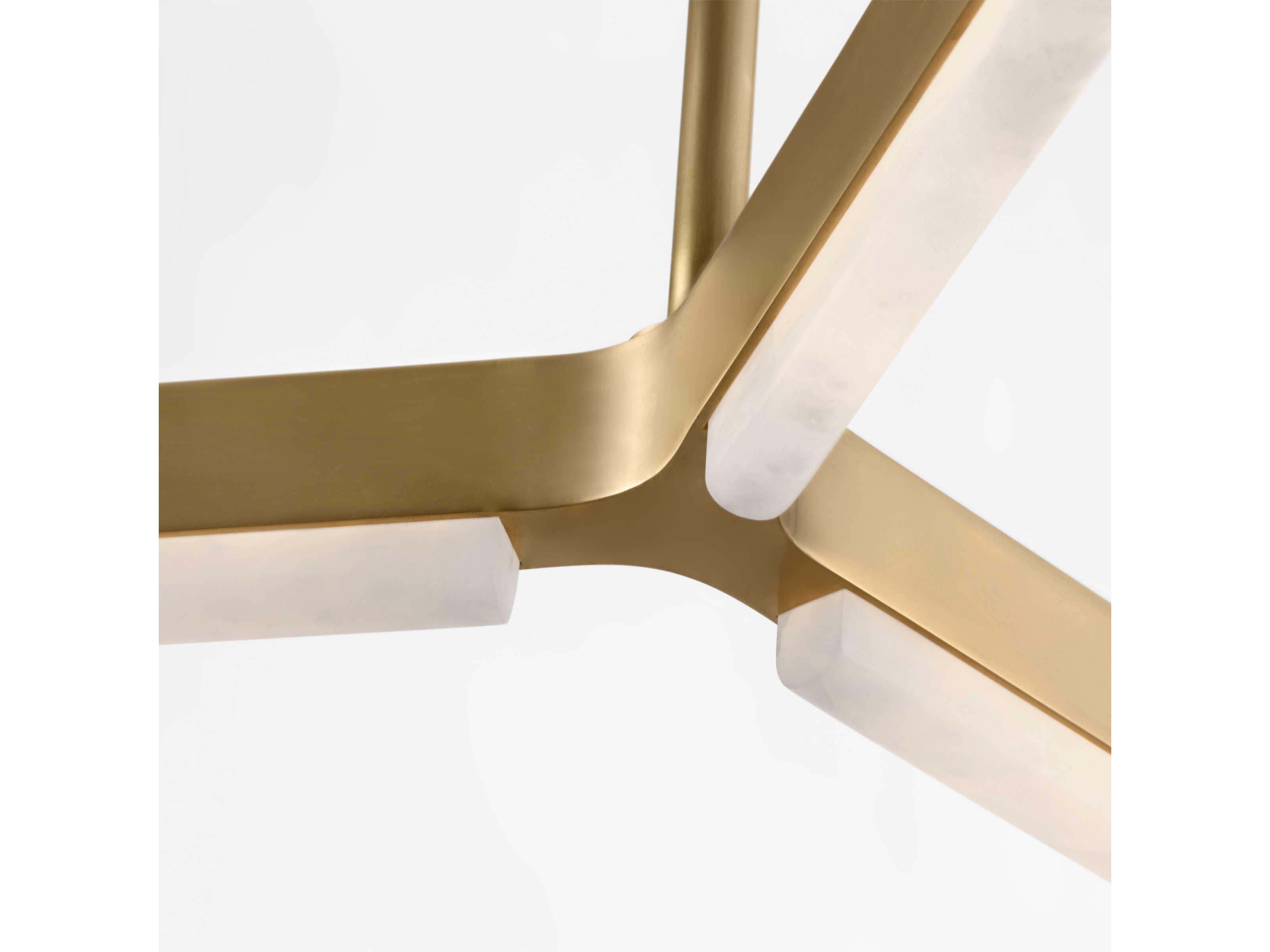 Visual Comfort Modern Linea 6-Light Hand Rubbed Antique Brass Geometric Tiered Chandelier