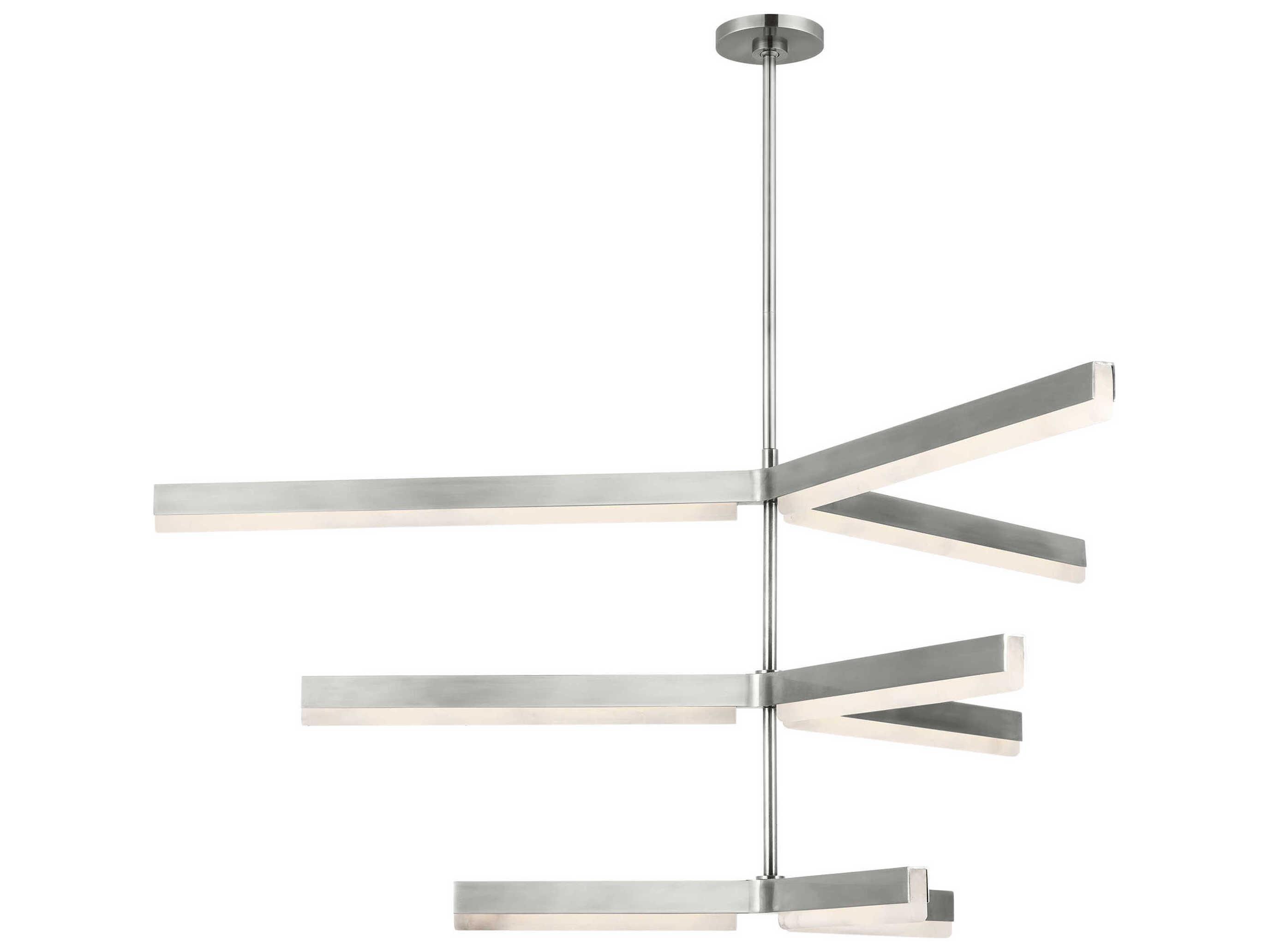 Visual Comfort Modern Linea 9-Light Antique Nickel Geometric Tiered Chandelier