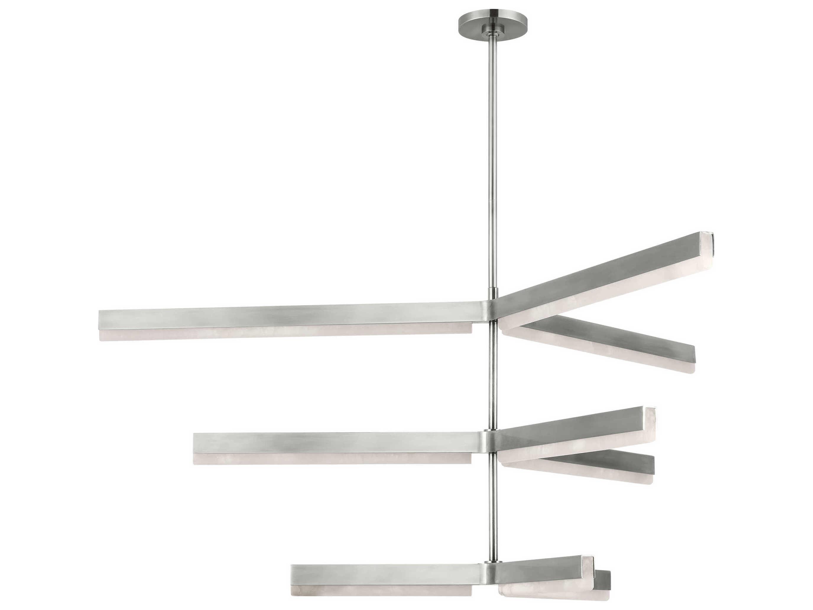 Visual Comfort Modern Linea 9-Light Antique Nickel Geometric Tiered Chandelier