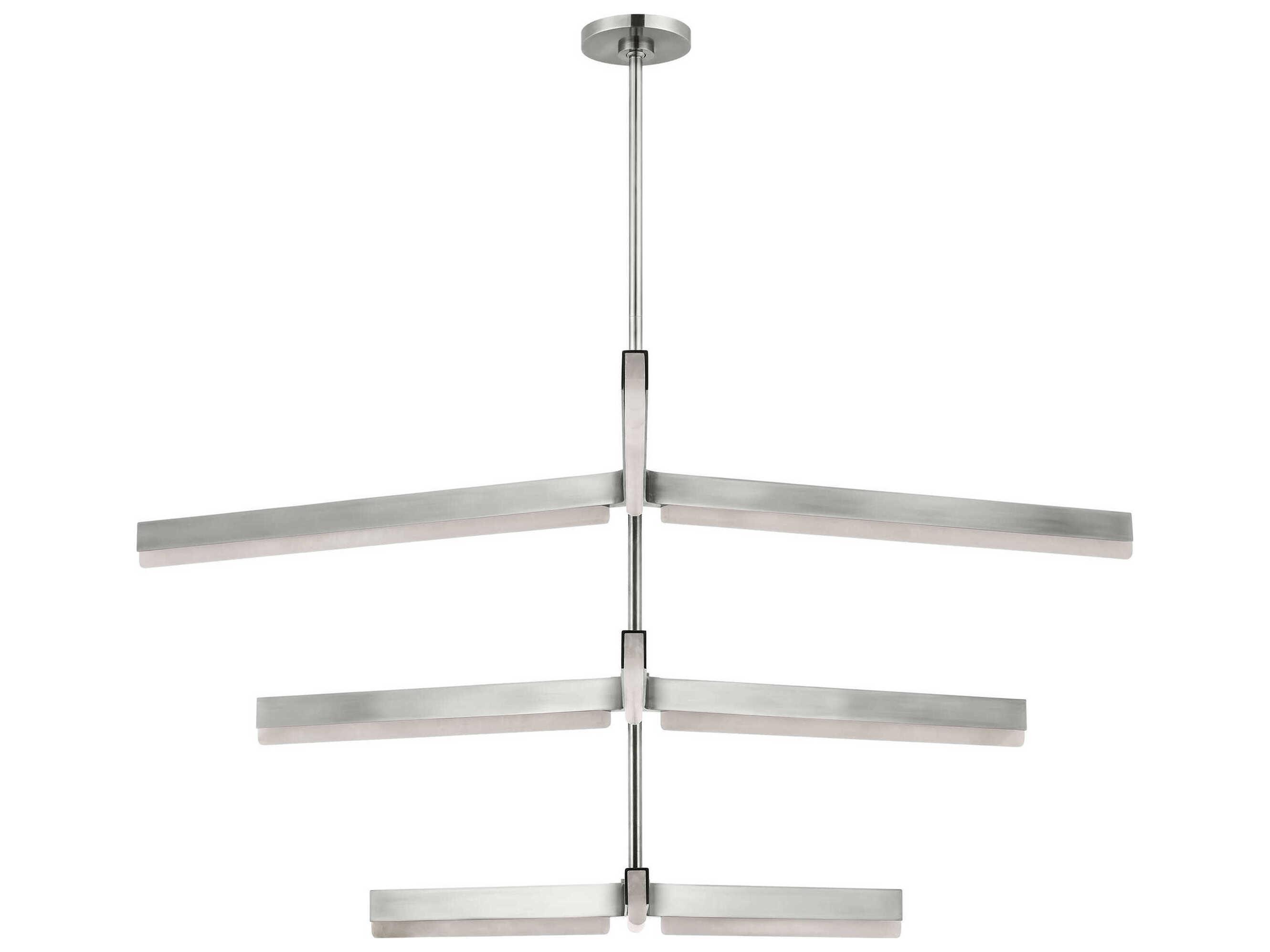 Visual Comfort Modern Linea 9-Light Antique Nickel Geometric Tiered Chandelier