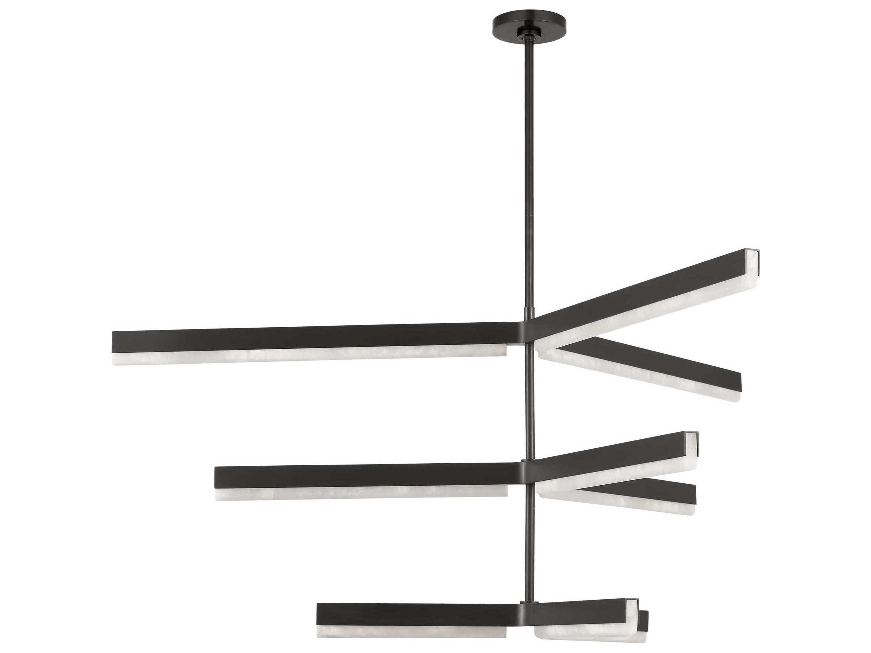 Visual Comfort Modern Linea 9-Light Bronze Geometric Tiered Chandelier