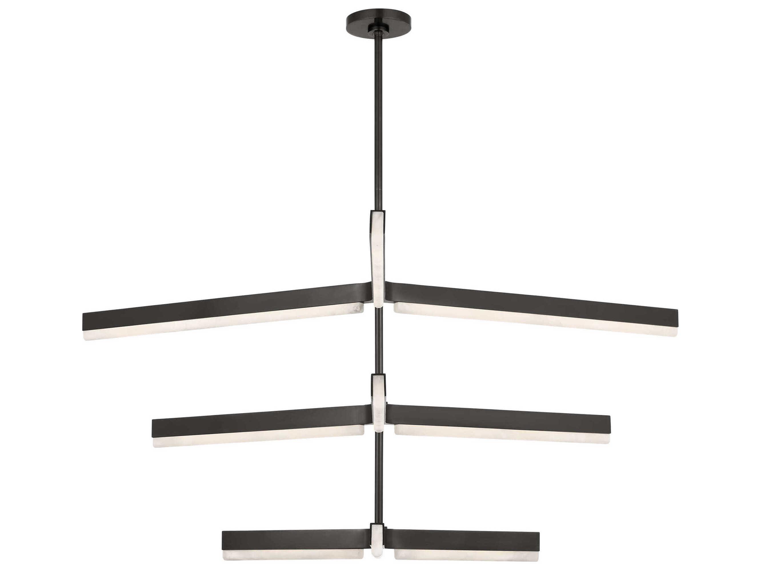 Visual Comfort Modern Linea 9-Light Bronze Geometric Tiered Chandelier
