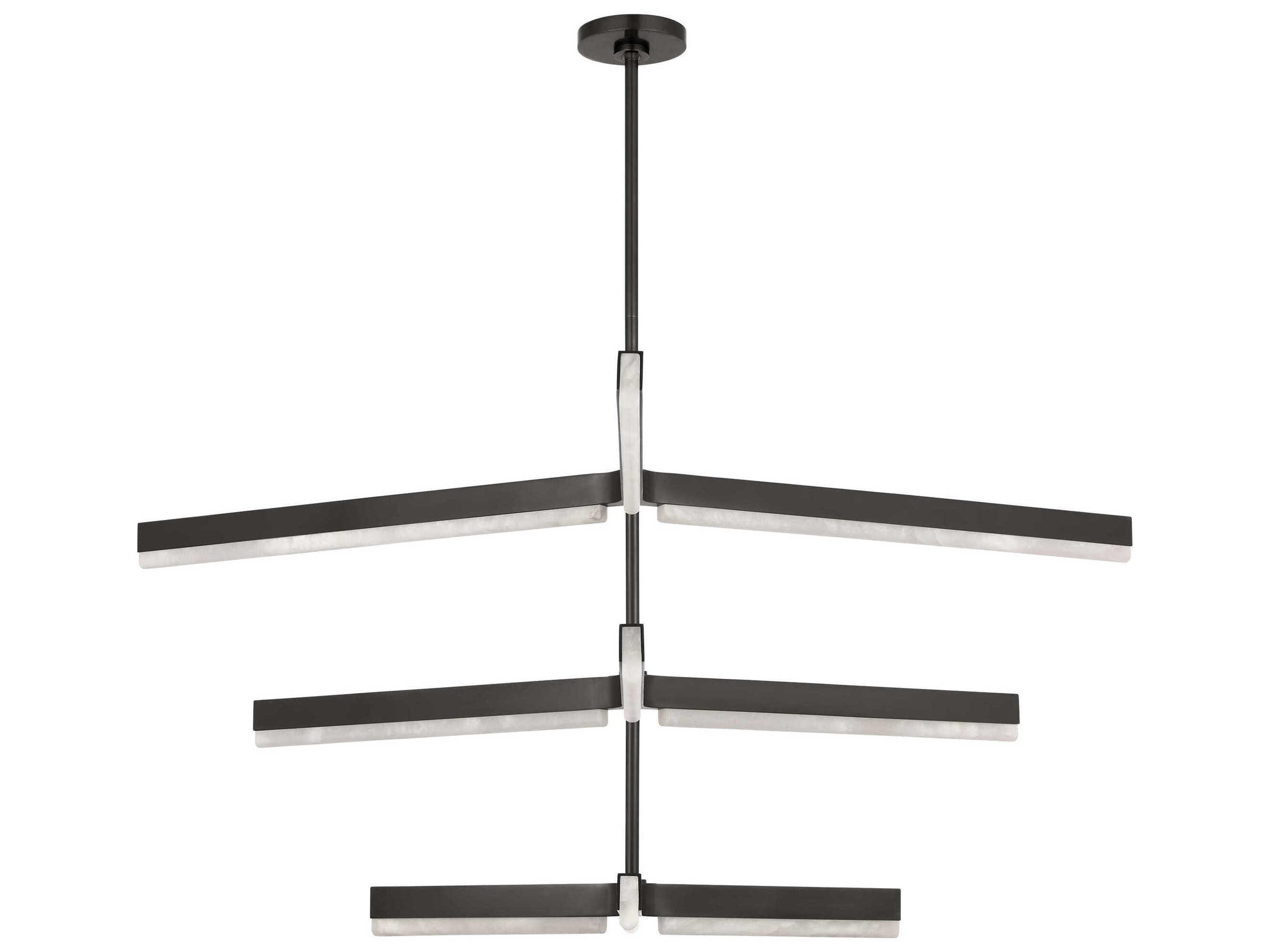 Visual Comfort Modern Linea 9-Light Bronze Geometric Tiered Chandelier