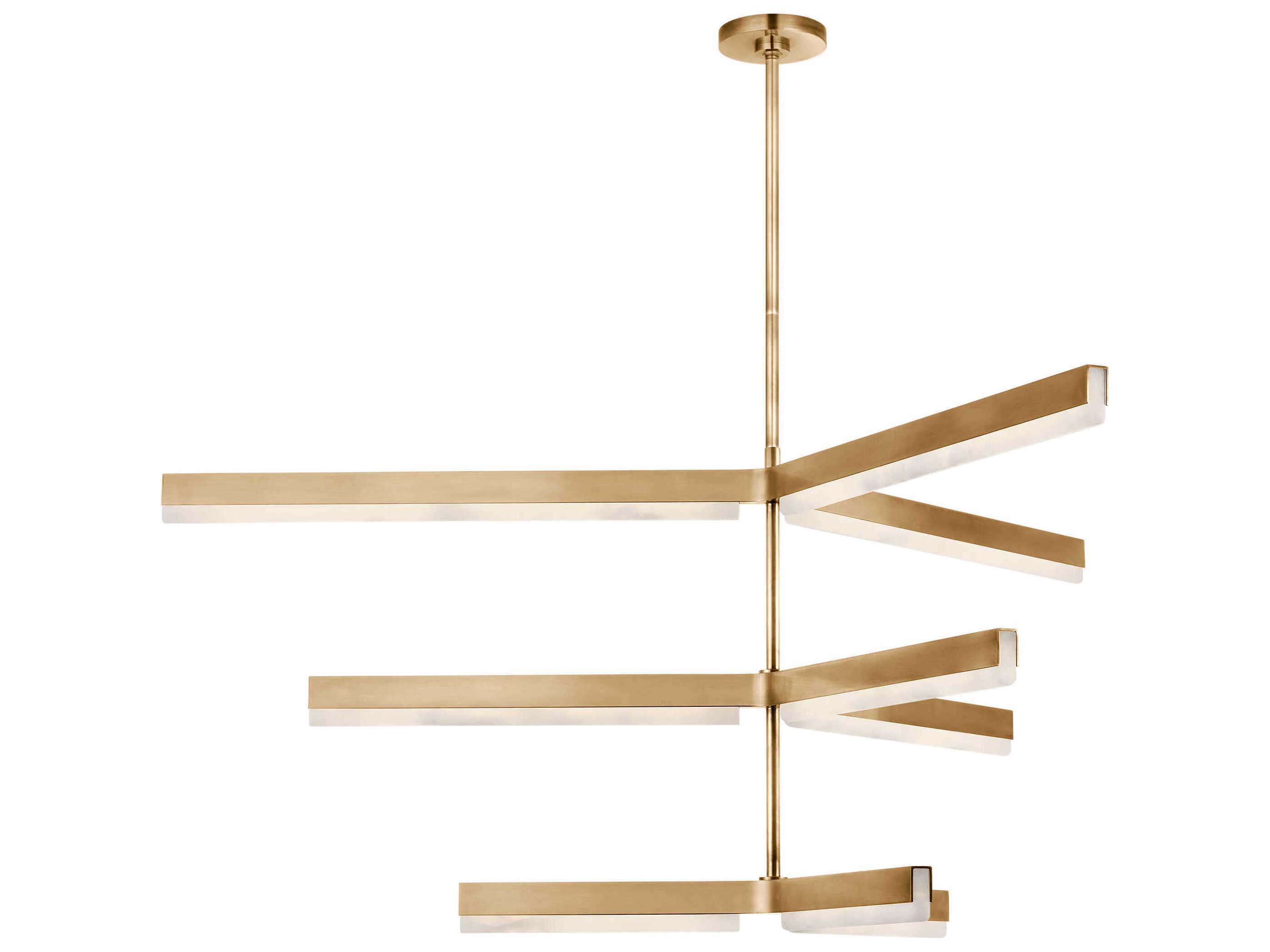 Visual Comfort Modern Linea 9-Light Hand Rubbed Antique Brass Geometric Tiered Chandelier