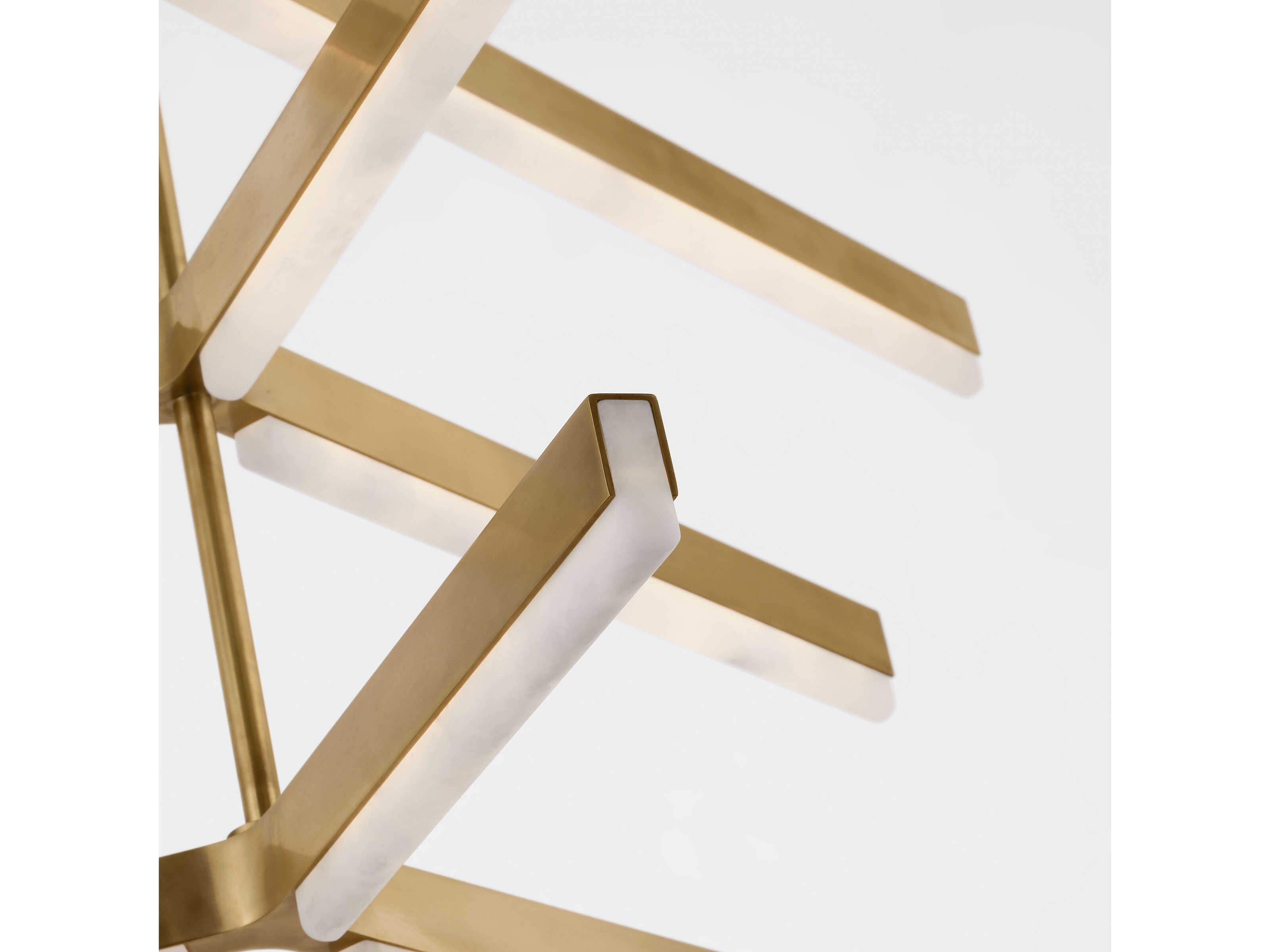 Visual Comfort Modern Linea 9-Light Hand Rubbed Antique Brass Geometric Tiered Chandelier