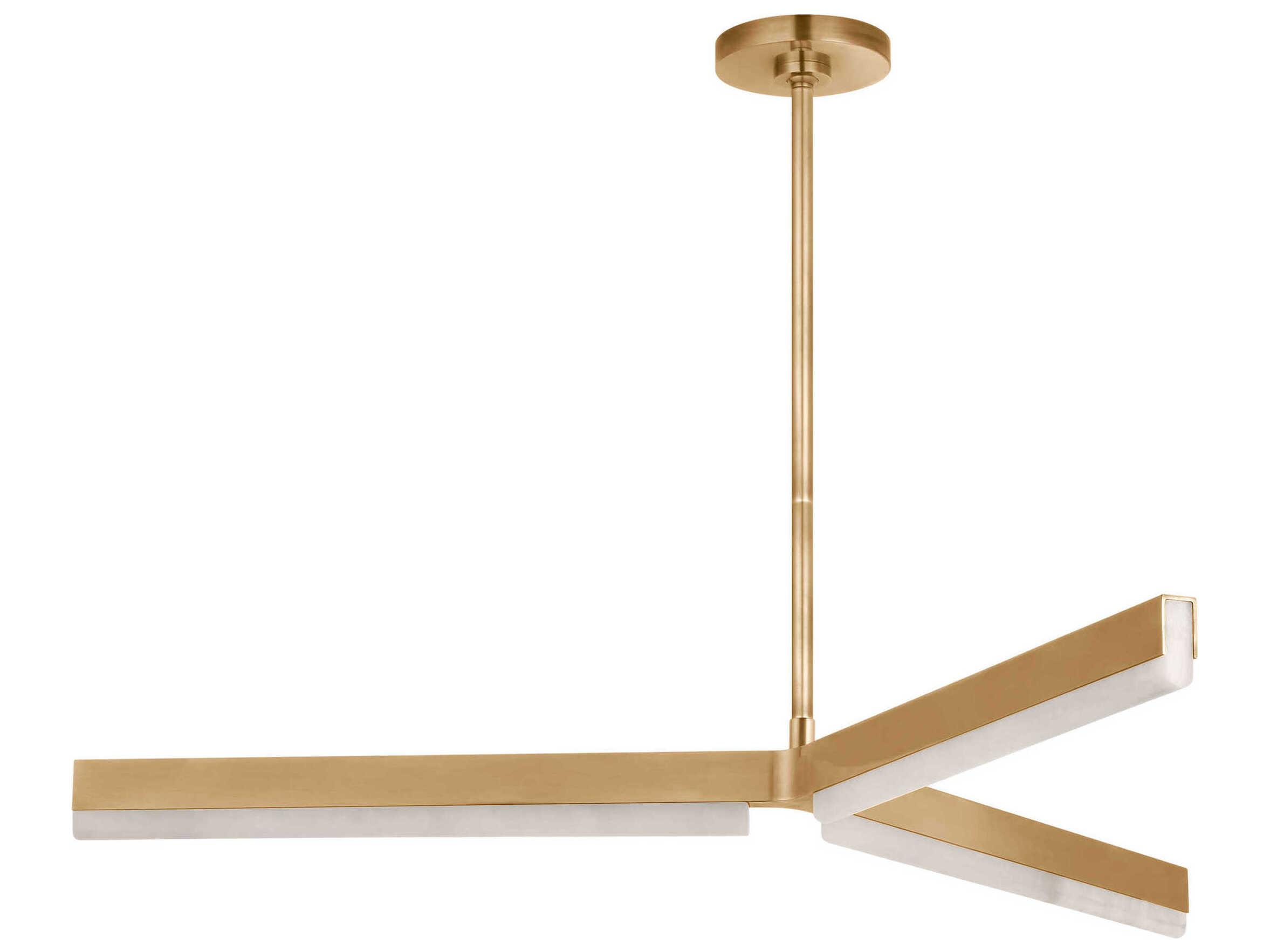 Visual Comfort Modern Linea 3-Light Hand Rubbed Antique Brass Geometric Chandelier