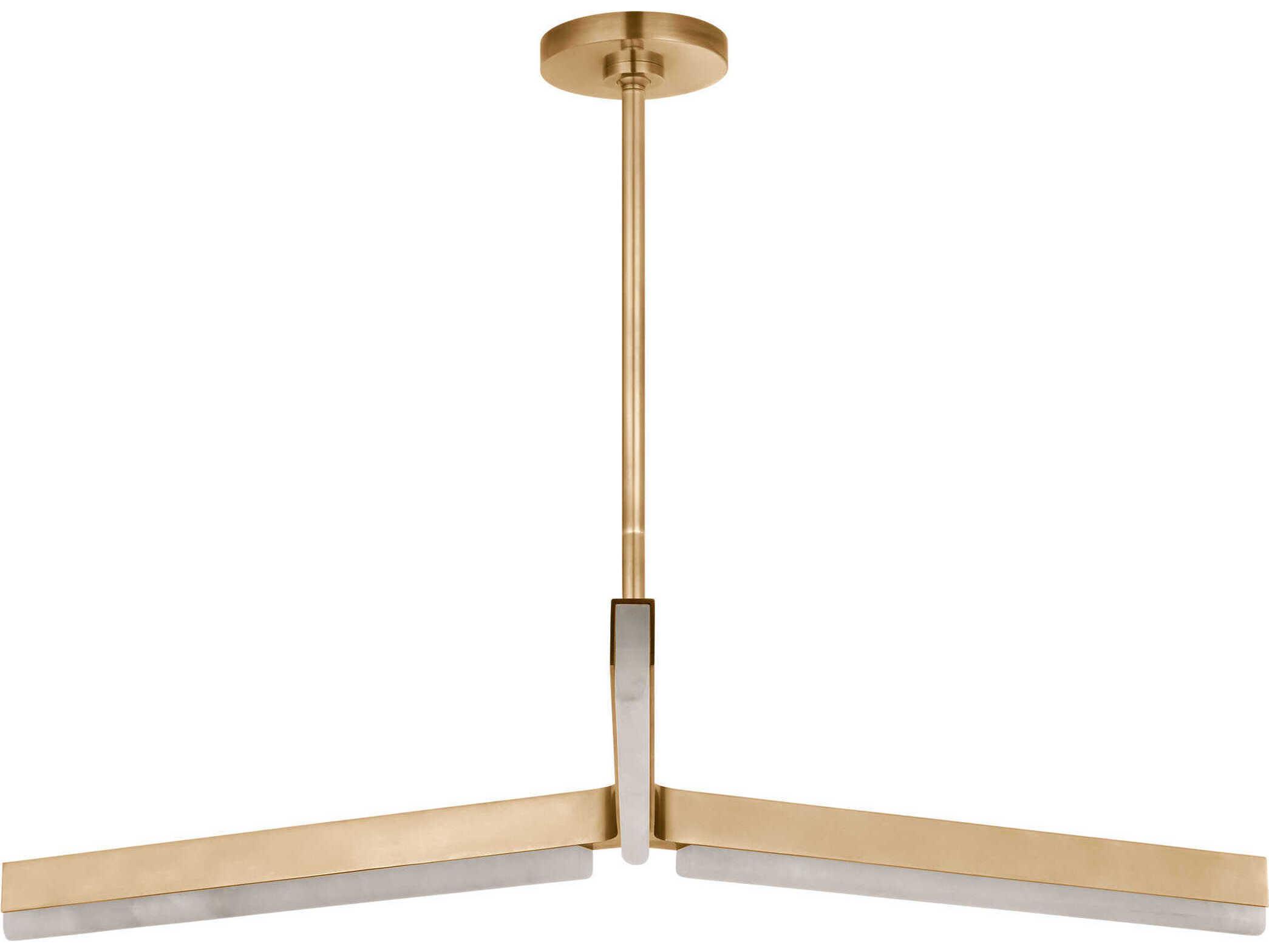 Visual Comfort Modern Linea 3-Light Hand Rubbed Antique Brass Geometric Chandelier