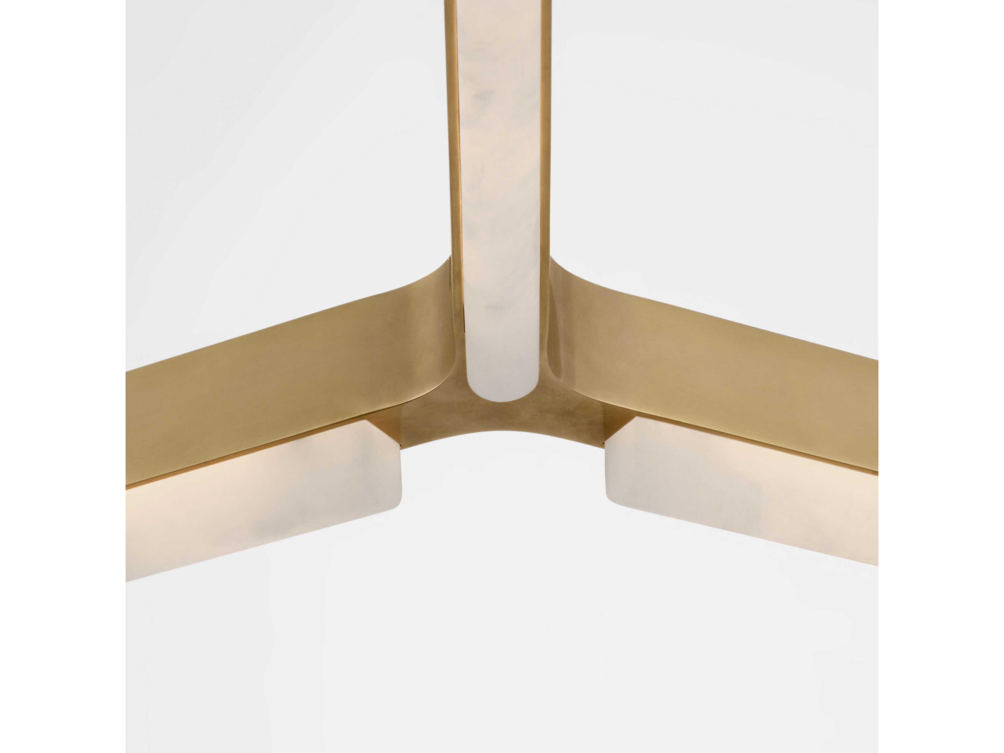 Visual Comfort Modern Linea 3-Light Hand Rubbed Antique Brass Geometric Chandelier