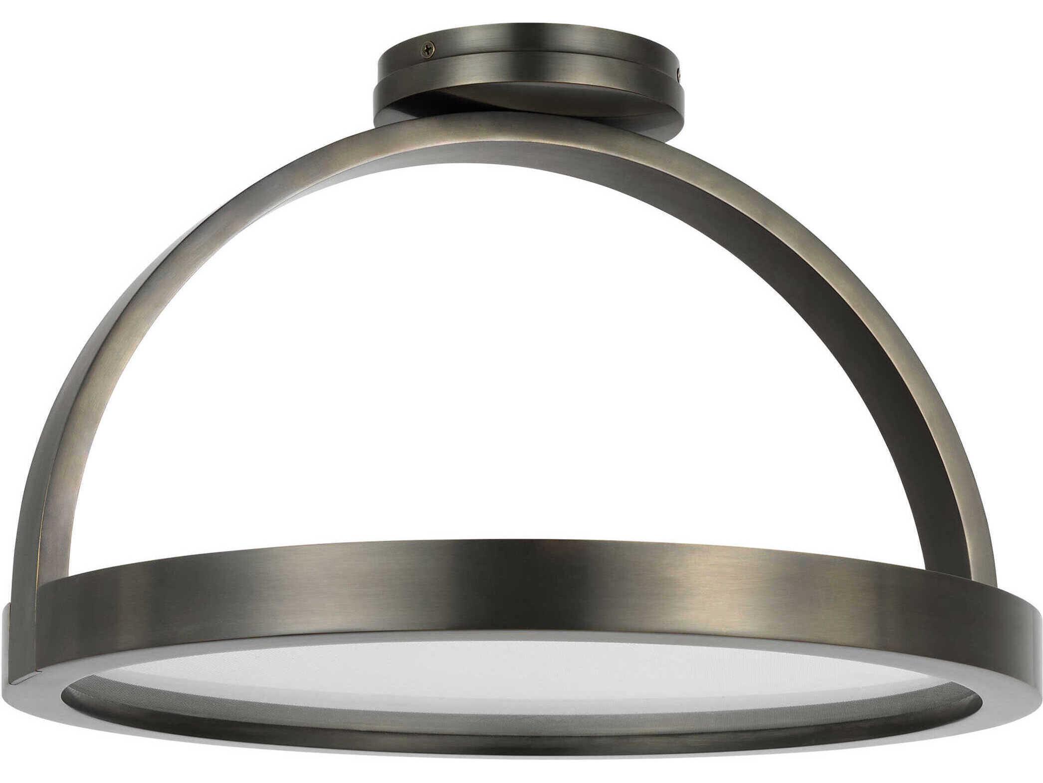 Visual Comfort Modern Cerne 1-Light Dark Bronze Round Semi Flush Mount