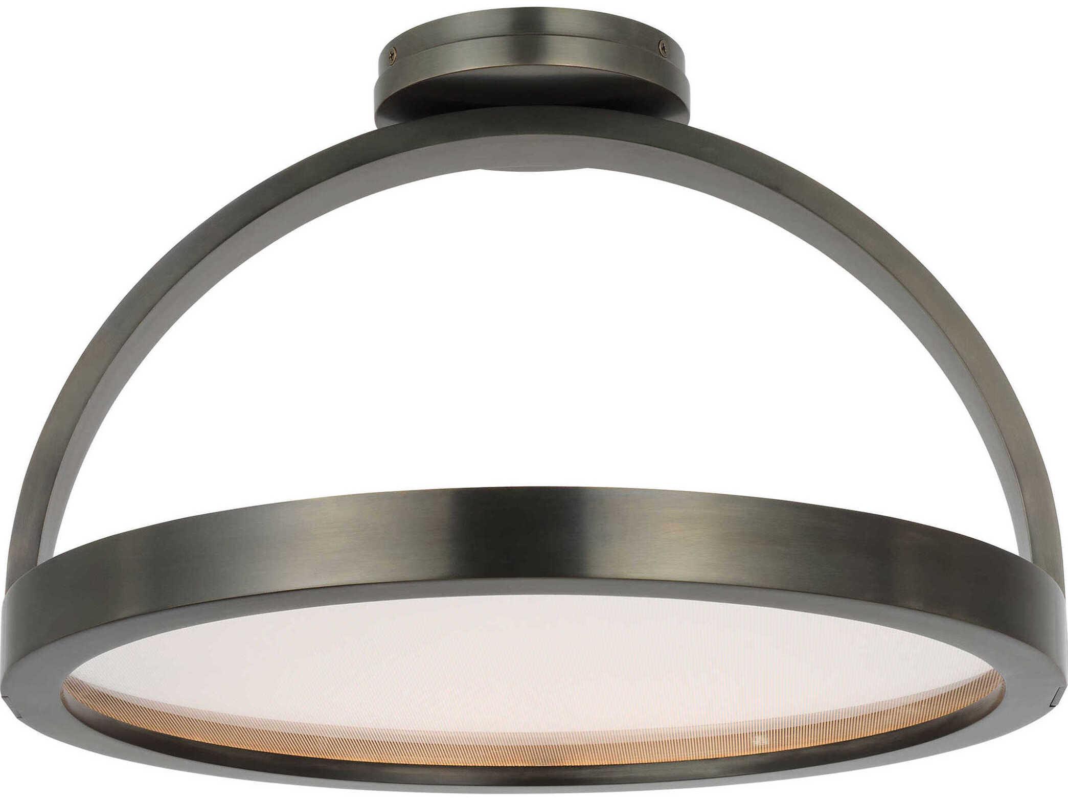 Visual Comfort Modern Cerne 1-Light Dark Bronze Round Semi Flush Mount