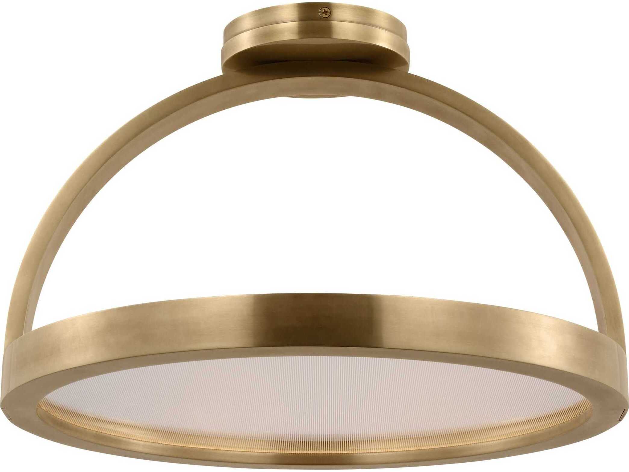 Visual Comfort Modern Cerne 1-Light Natural Brass Round Semi Flush Mount