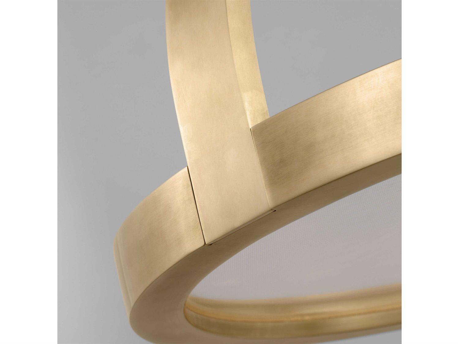 Visual Comfort Modern Cerne 1-Light Natural Brass Round Semi Flush Mount