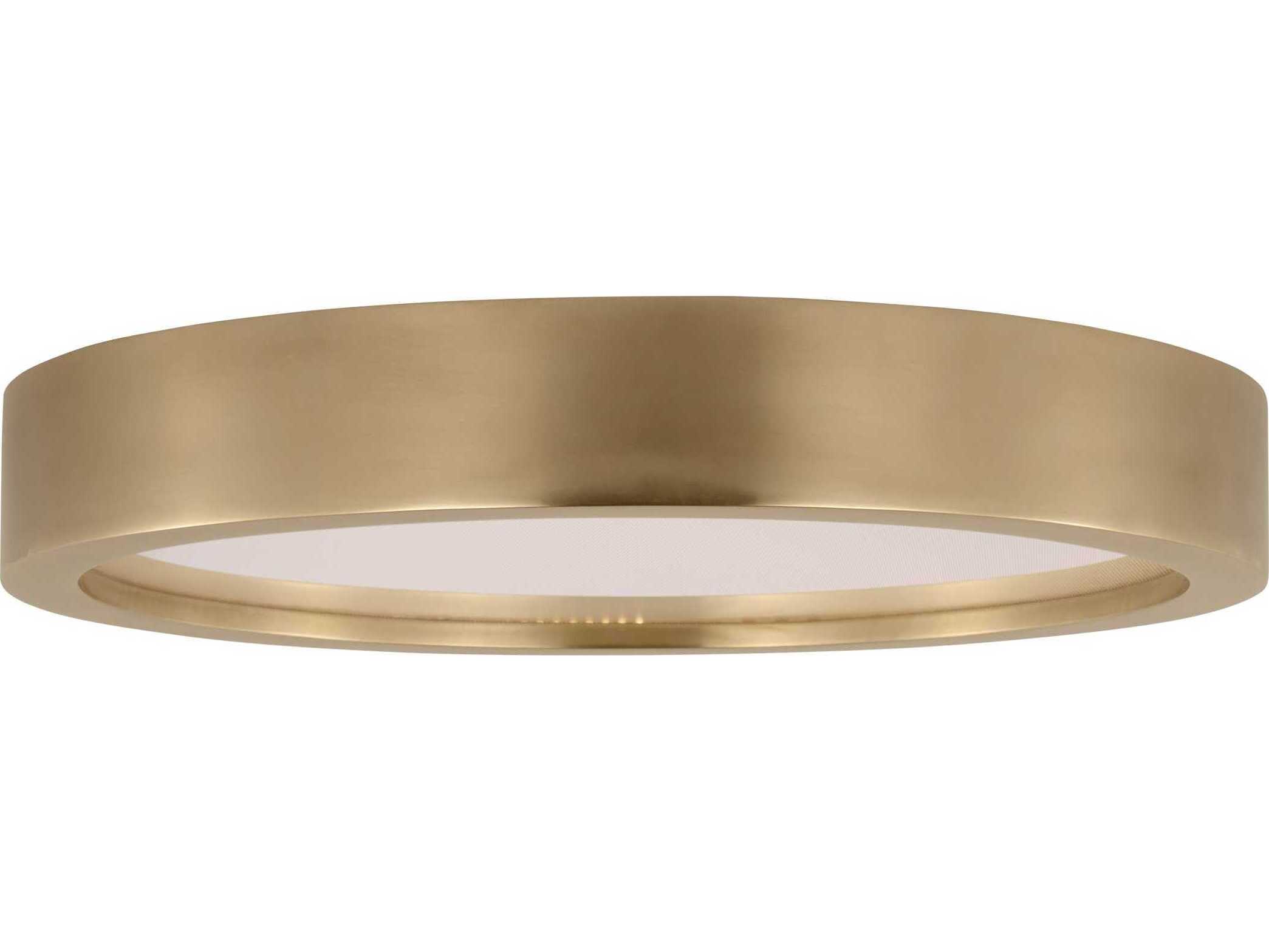 Visual Comfort Modern Cerne 1-Light Natural Brass Round Flush Mount