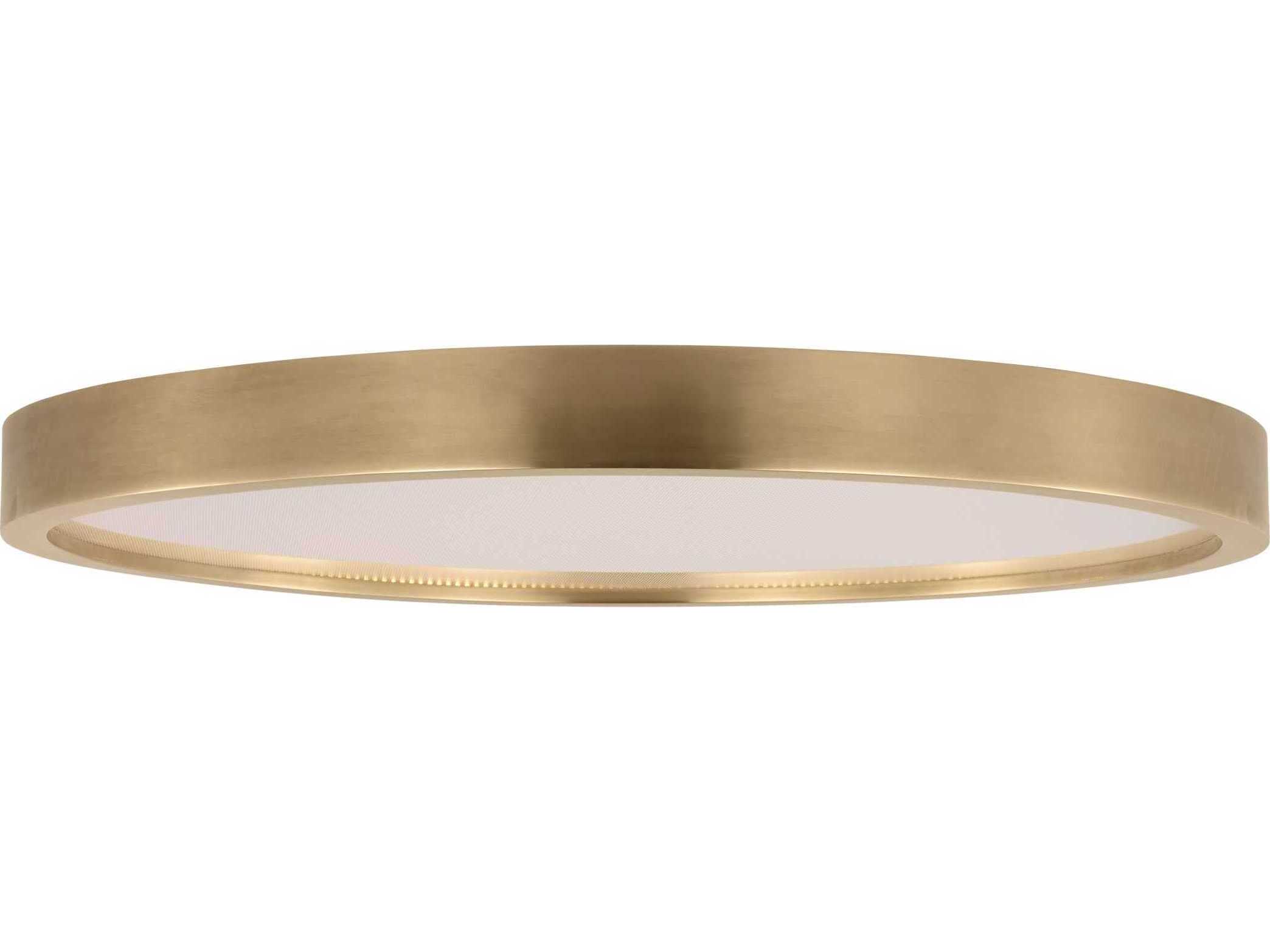 Visual Comfort Modern Cerne 1-Light Natural Brass Round Flush Mount