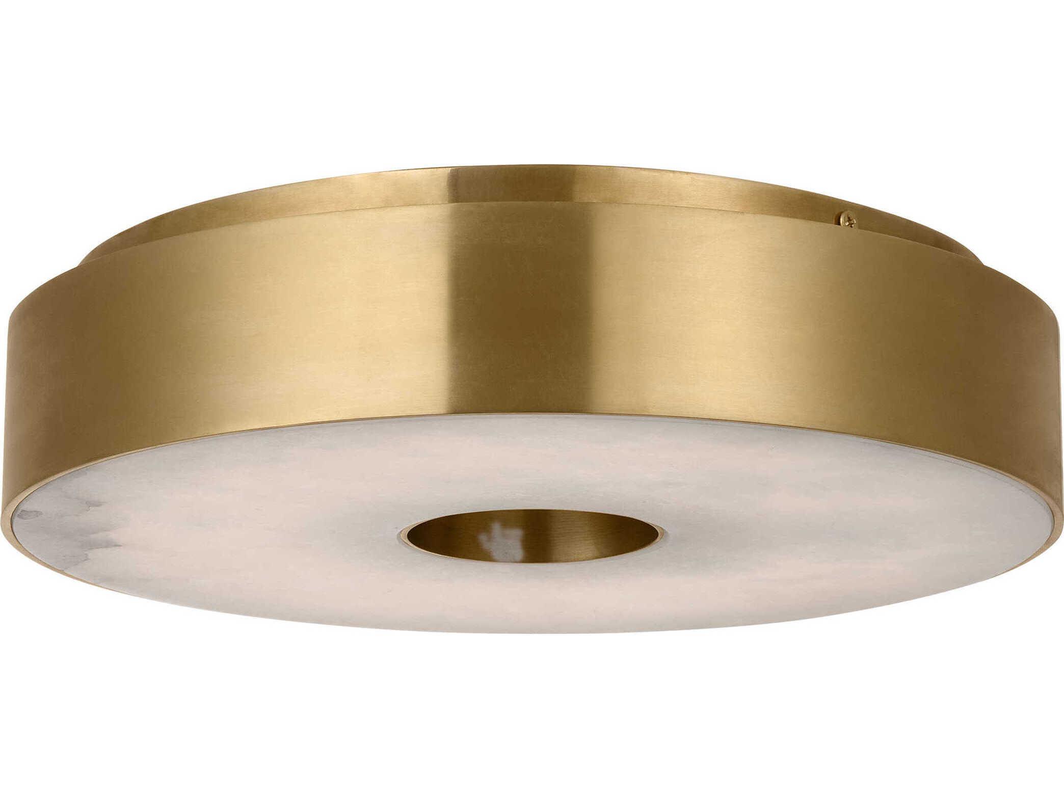 Visual Comfort Modern Wyllis 1-Light Hand Rubbed Antique Brass Round Flush Mount