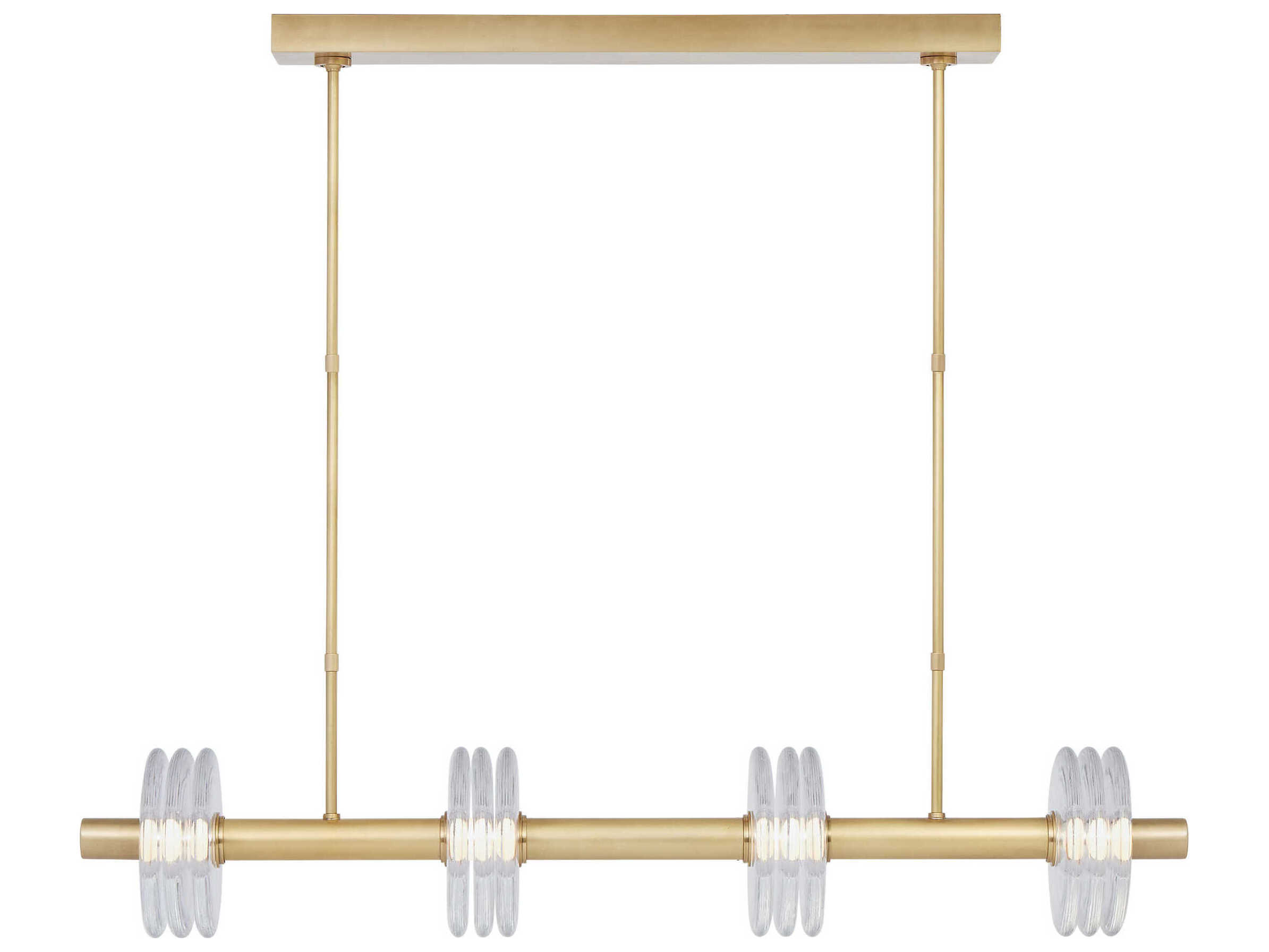 Visual Comfort Modern Laurel 4-Light Natural Brass Linear Island Pendant