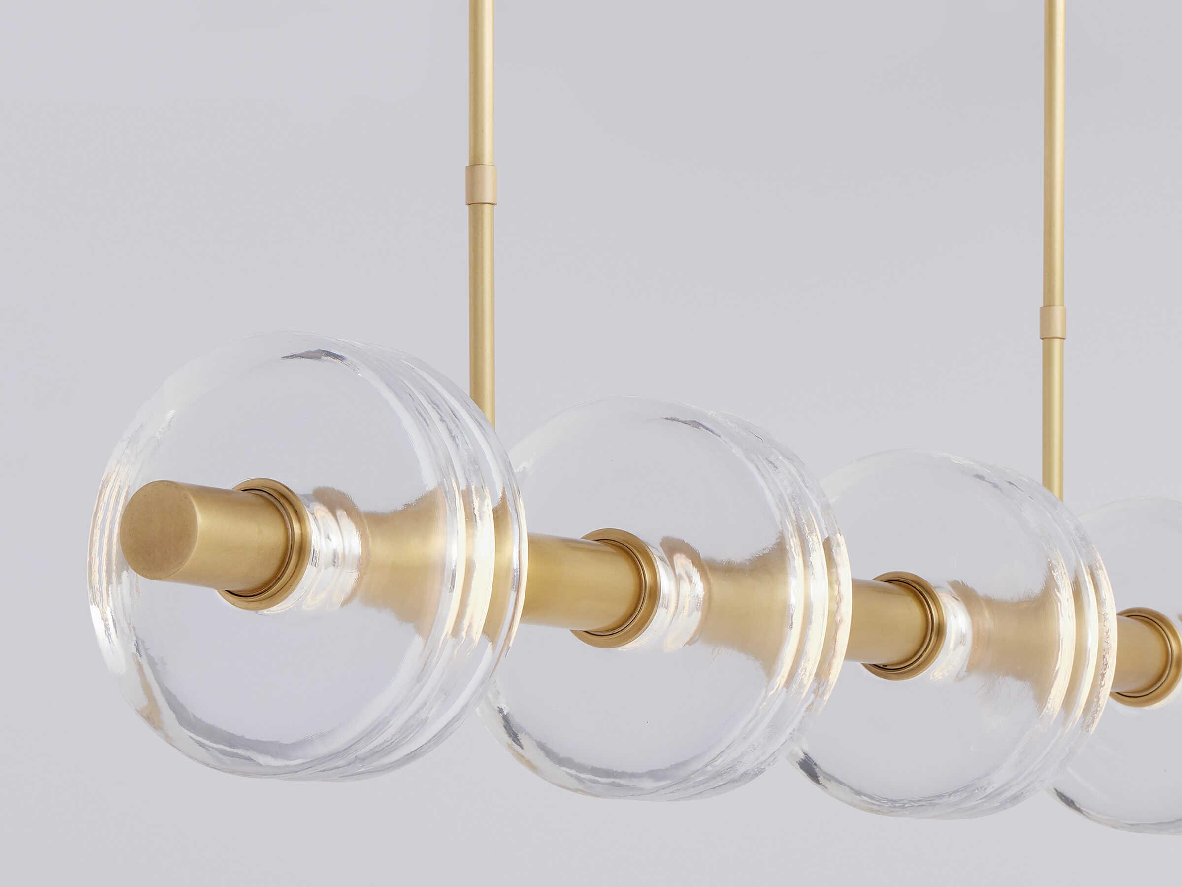 Visual Comfort Modern Laurel 4-Light Natural Brass Linear Island Pendant