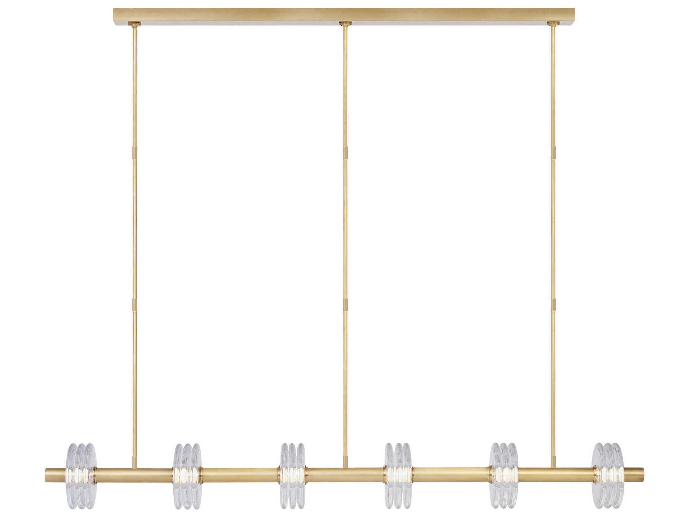Visual Comfort Modern Laurel 6-Light Natural Brass Linear Island Pendant