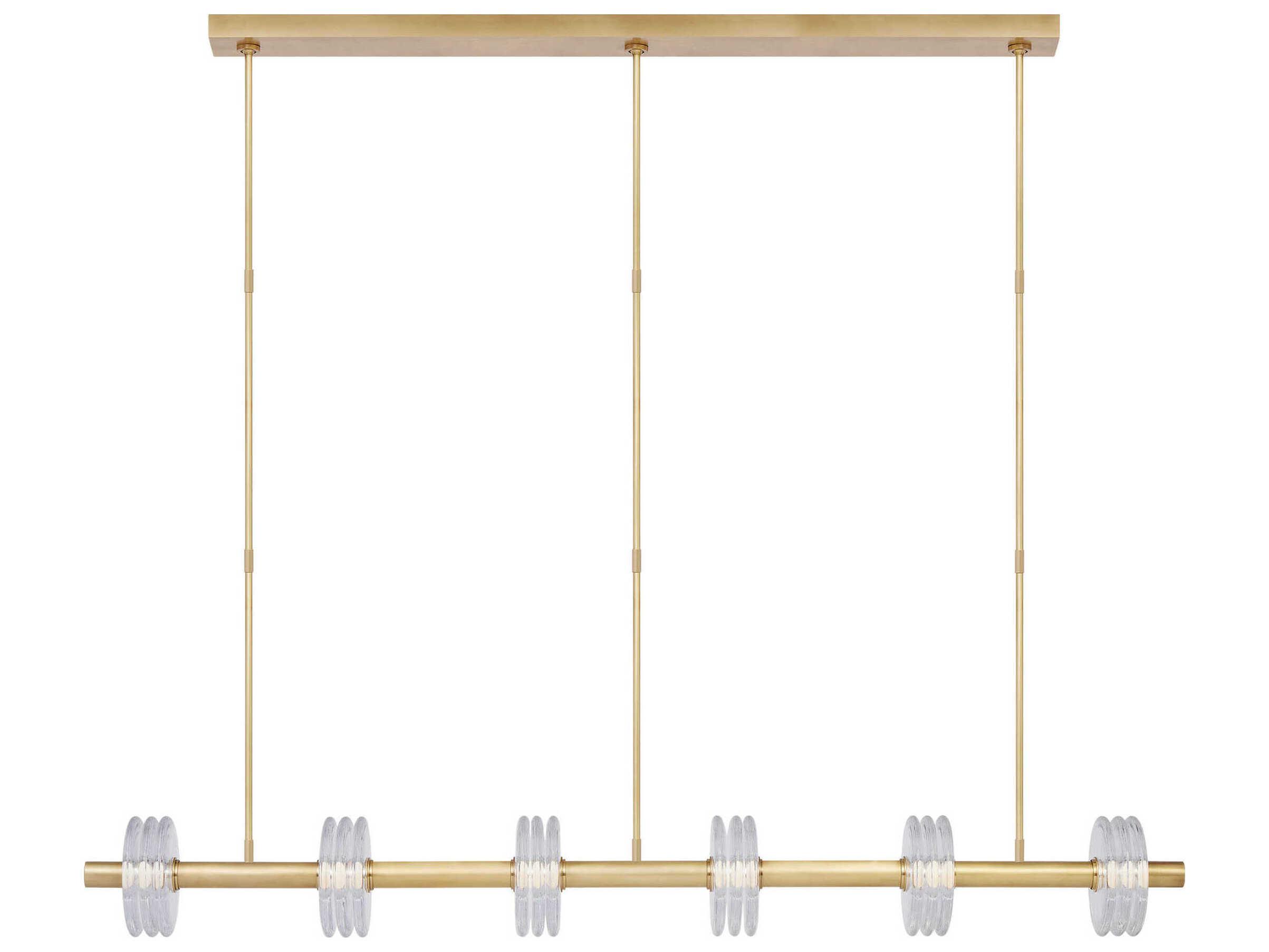 Visual Comfort Modern Laurel 6-Light Natural Brass Linear Island Pendant