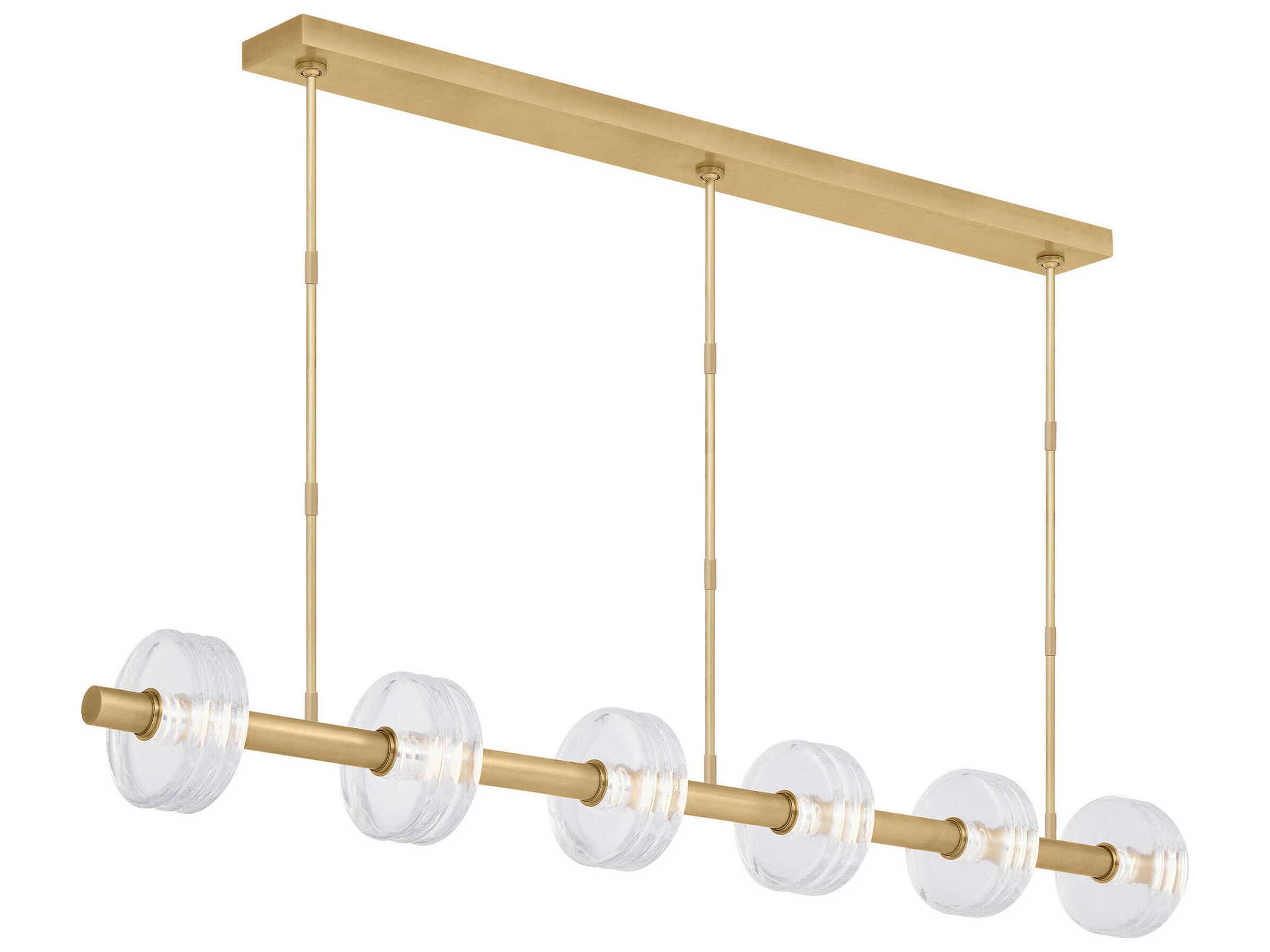 Visual Comfort Modern Laurel 6-Light Natural Brass Linear Island Pendant