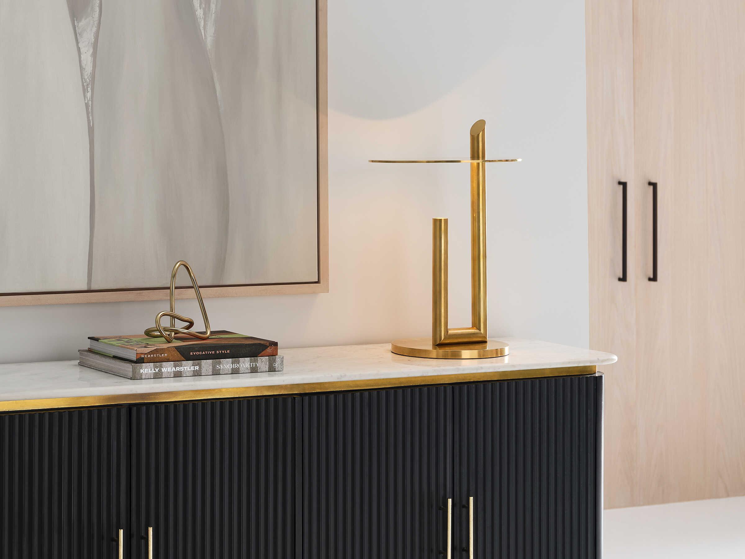 Visual Comfort Modern Fielle Natural Brass Table Lamp