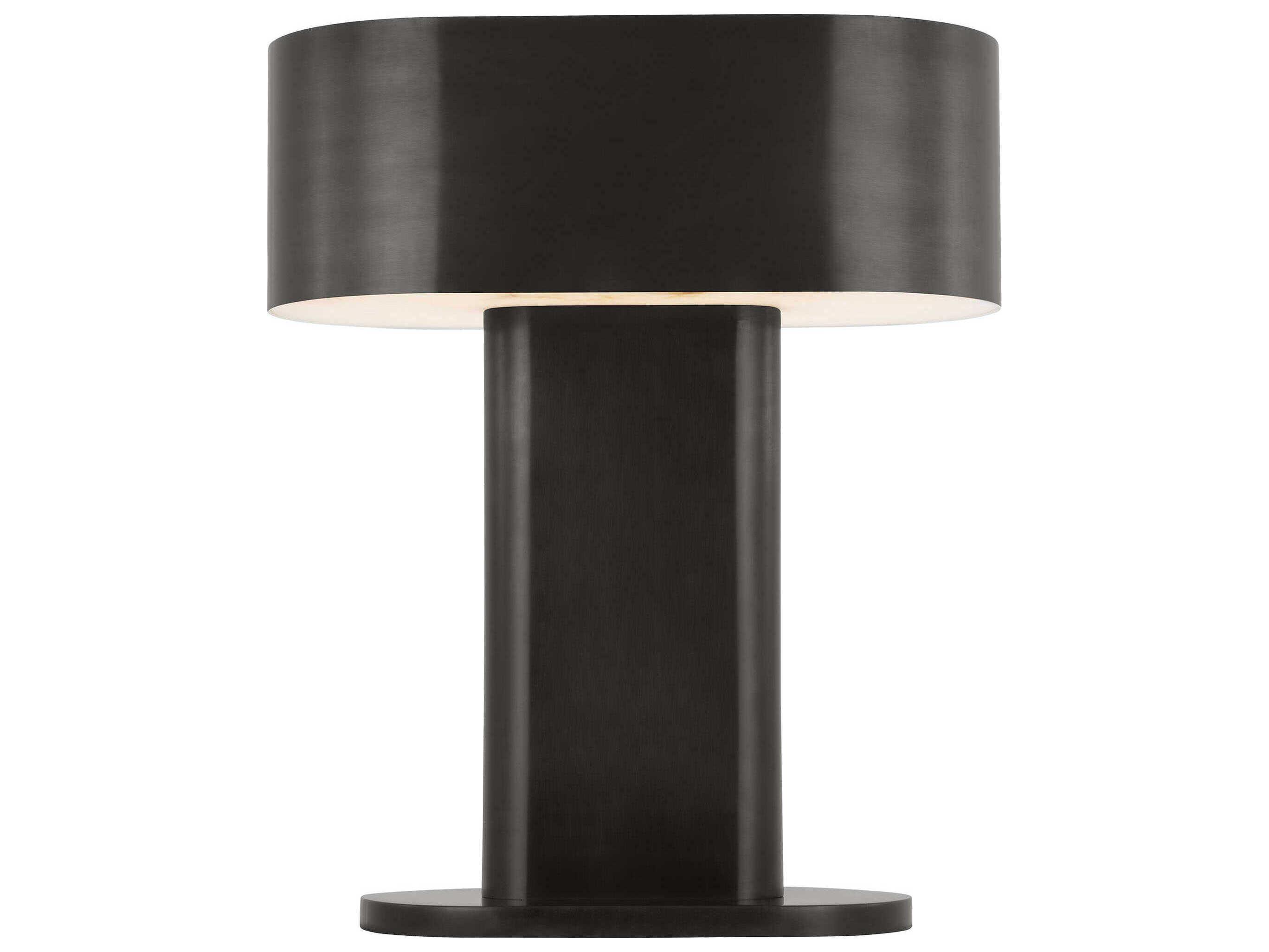 Visual Comfort Modern Wyllis Dark Bronze White Alabaster Diffuser Table Lamp