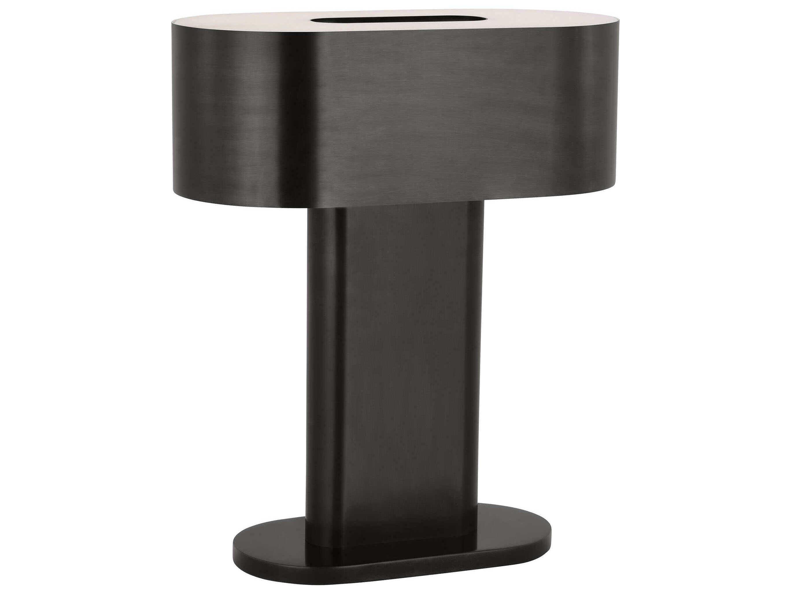 Visual Comfort Modern Wyllis Dark Bronze White Alabaster Diffuser Table Lamp