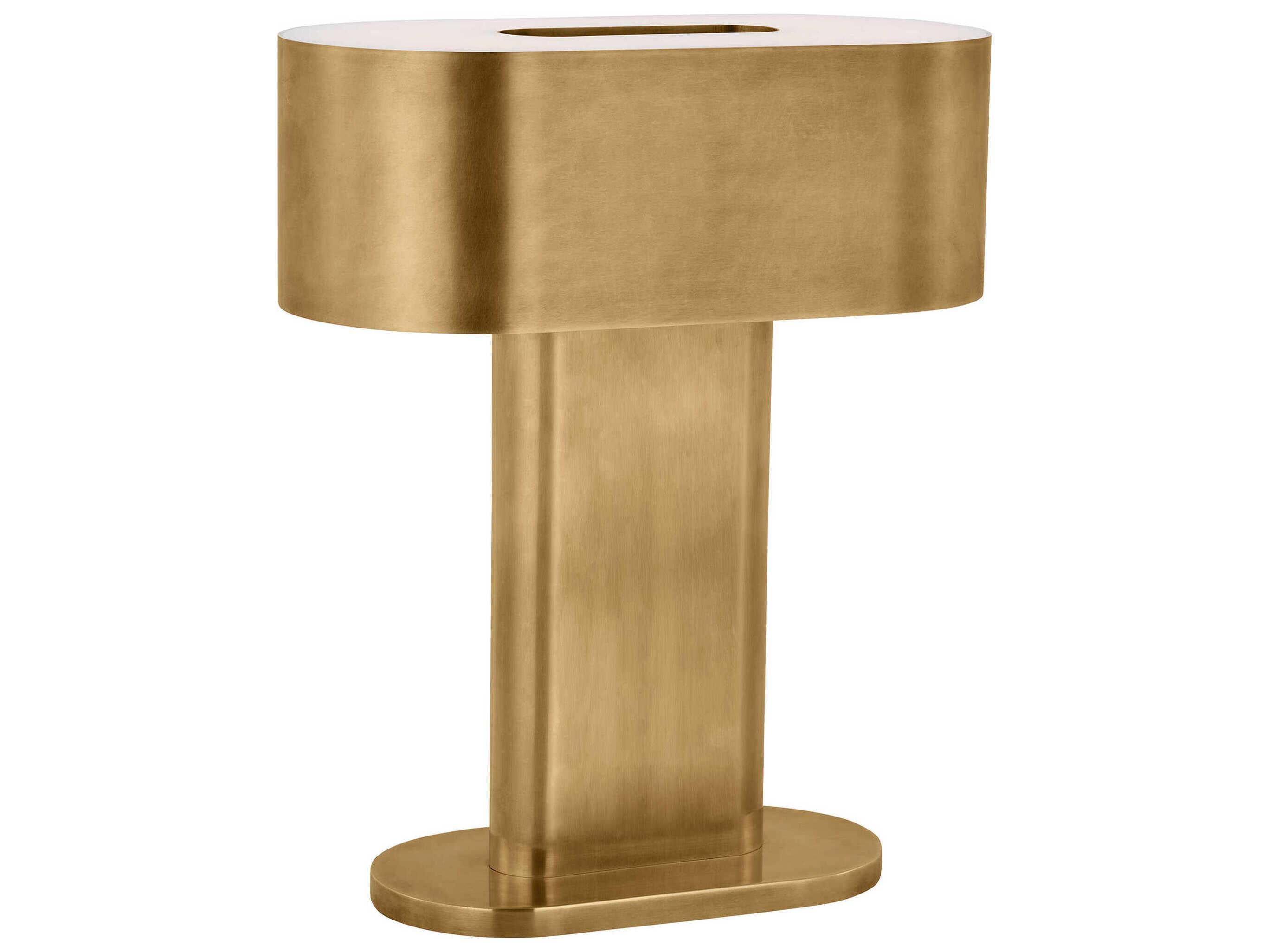 Visual Comfort Modern Wyllis Natural Brass White Alabaster Diffuser Table Lamp