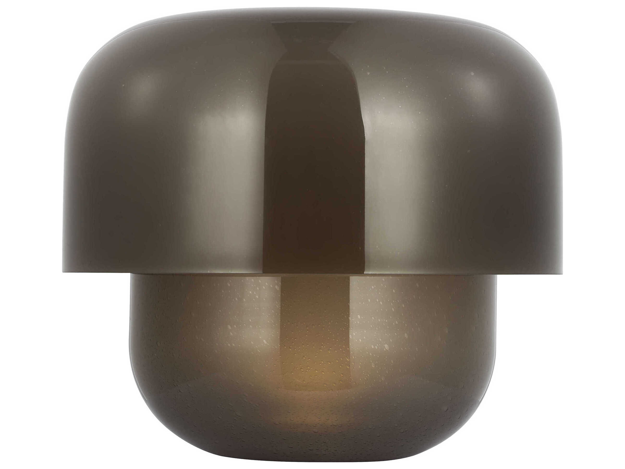 Visual Comfort Modern Bolete Hand Rubbed Antique Brass Seeded Smoke Glass Black Table Lamp